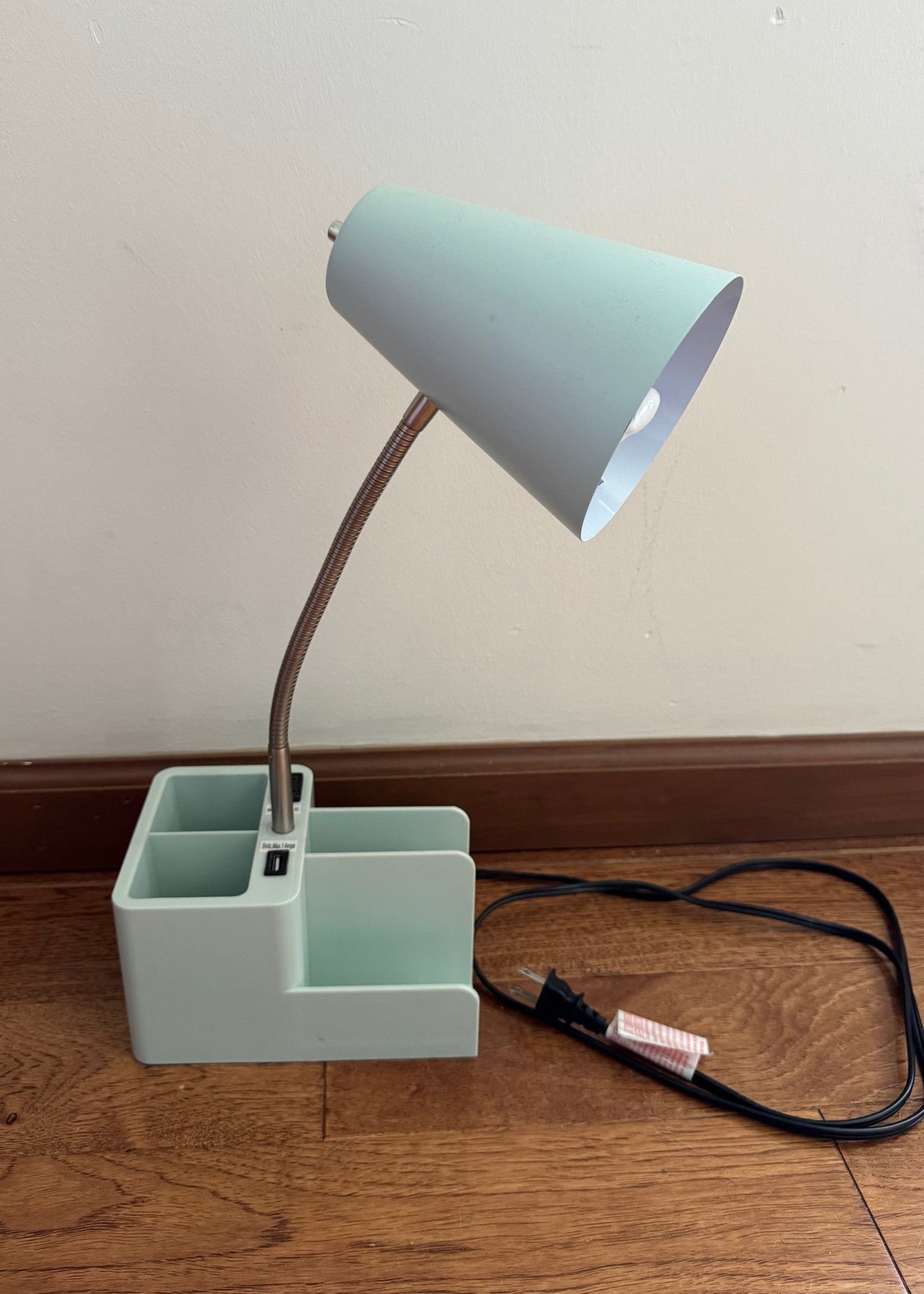 Seller #126 - Light Teal Adjustable Desk Lamp with Organizer - REDUCED