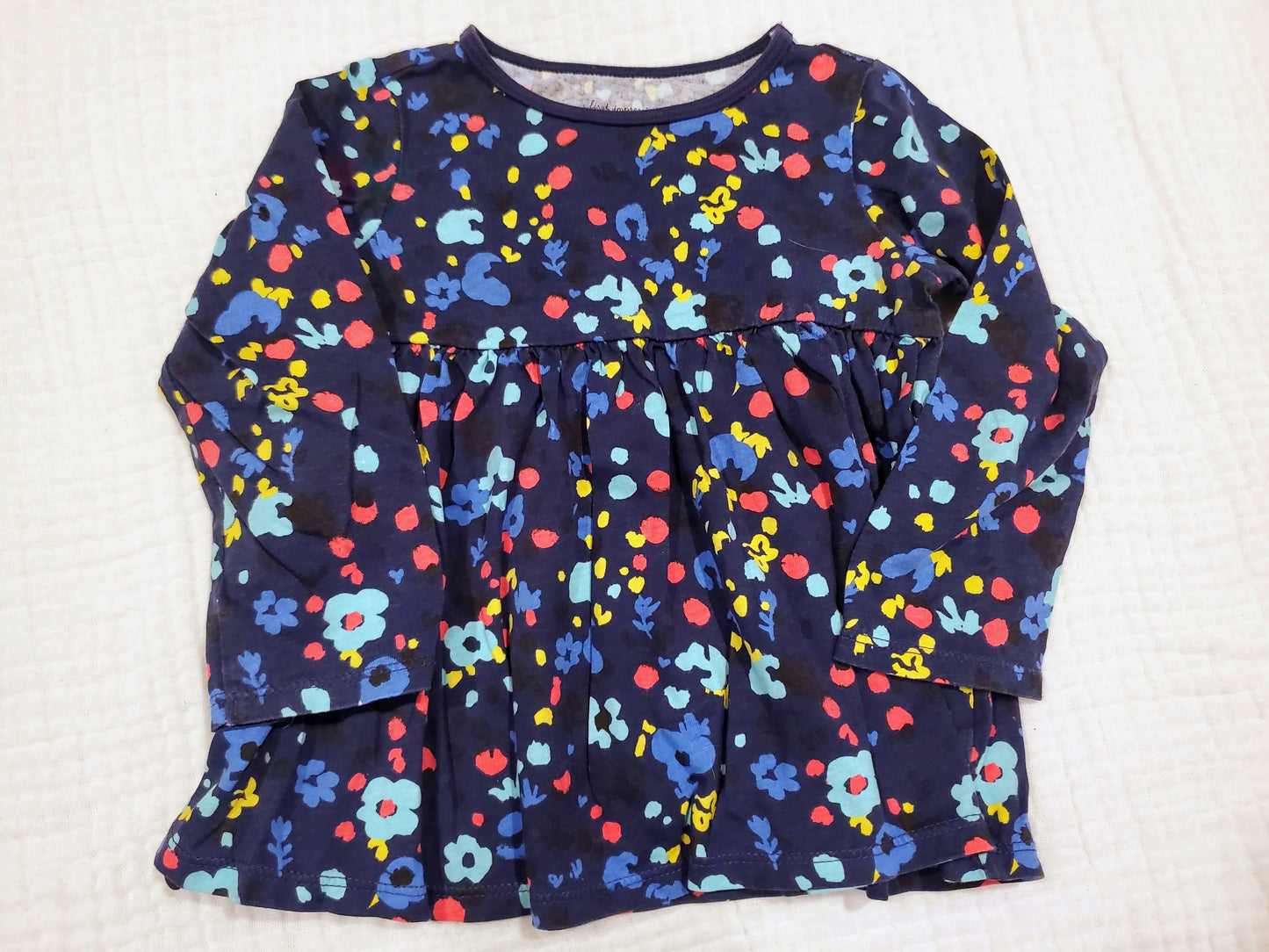 #131 First Impressions floral print long sleeve shirt girls size 18M