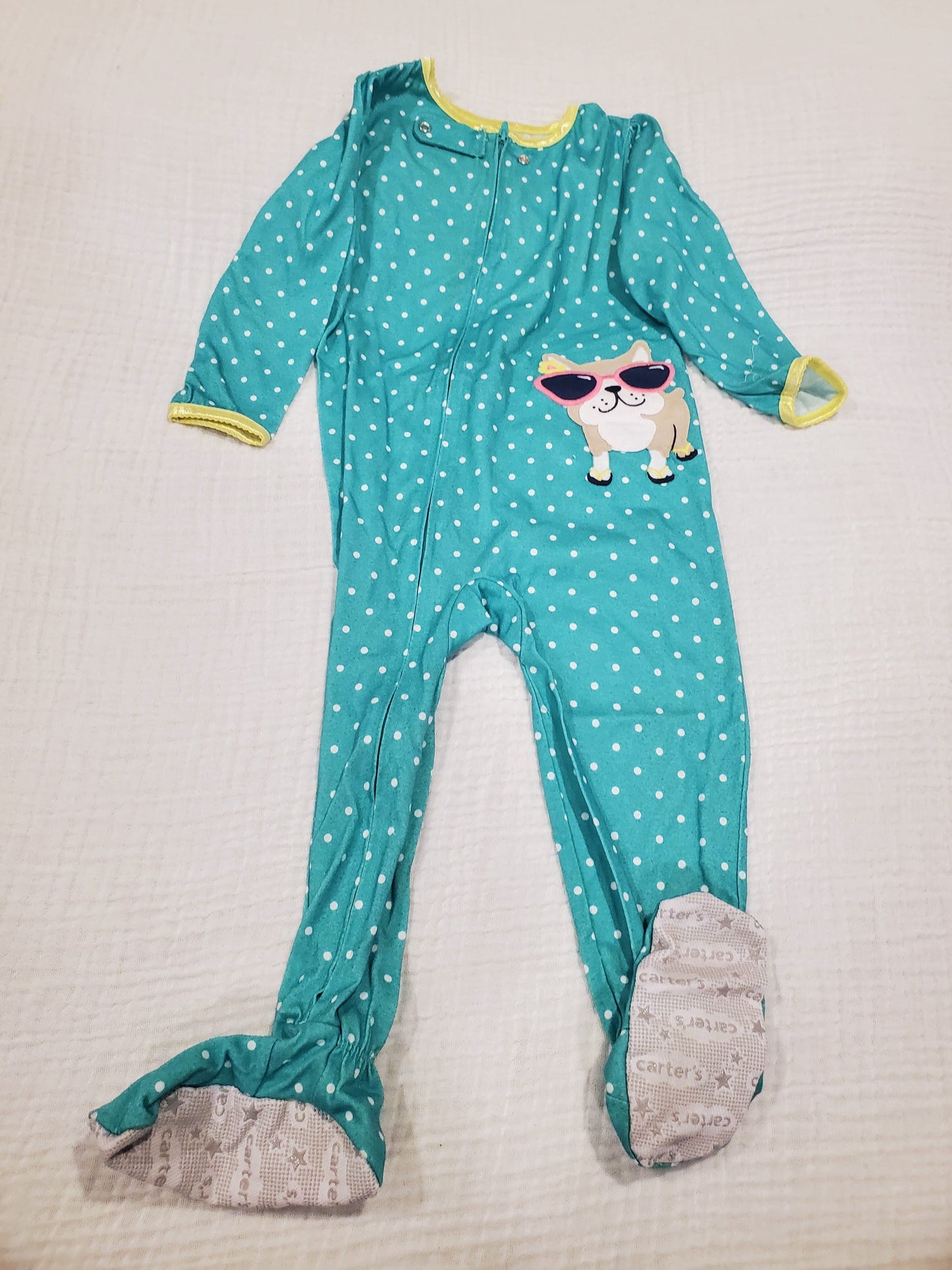 #131 3 PJs: 2 Carters Footed Pajamas and 1 Children's Place Footed Pajamas girls size 2T
