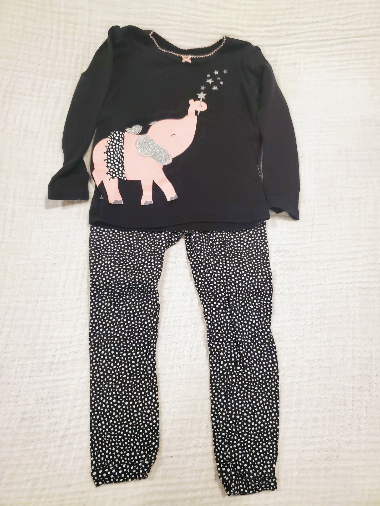 #131 Carters 2 sets elephant long sleeve and pants pajamas girls 24M