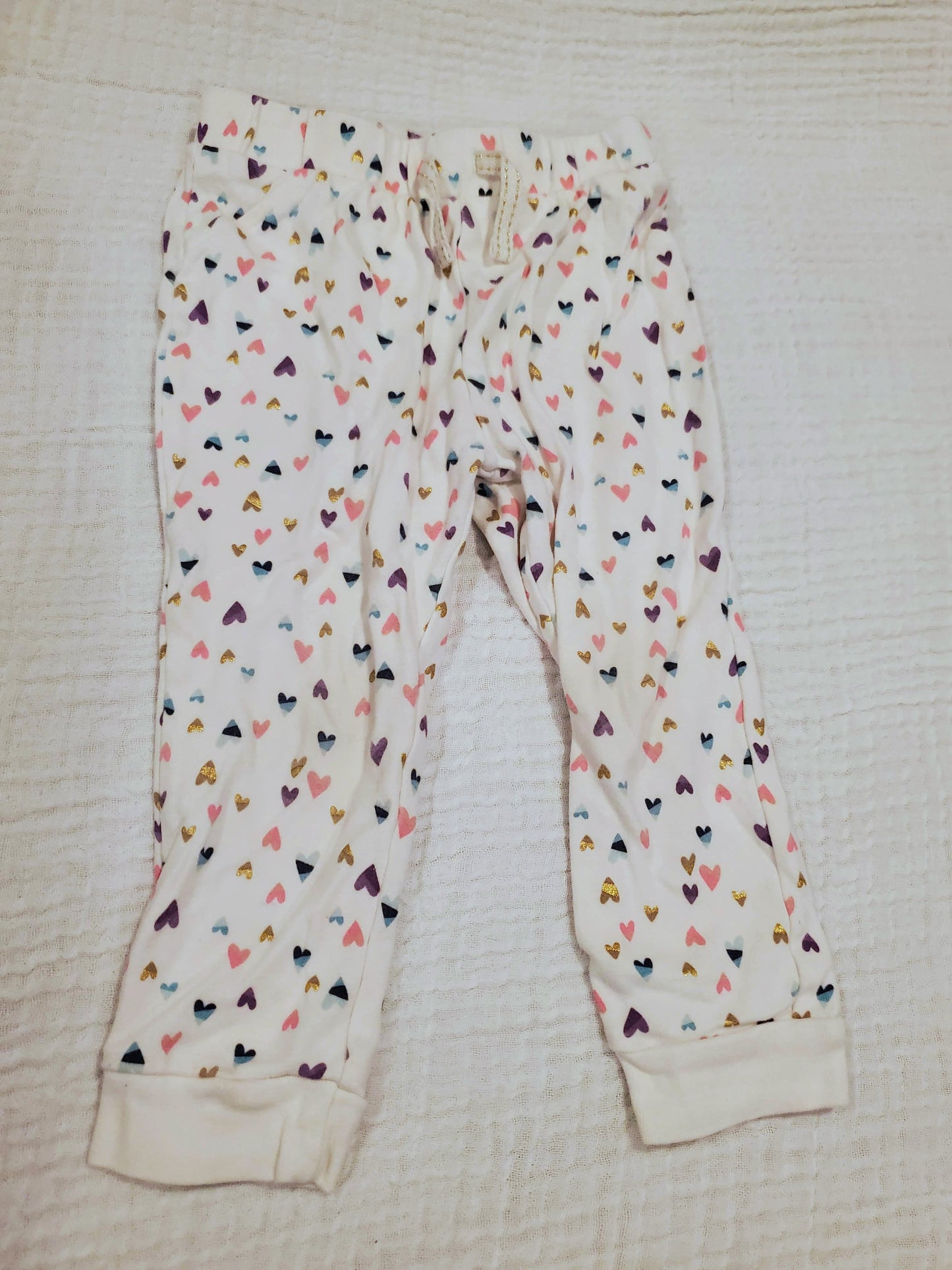 #131 Jumping Beans heart white pants girls size 2