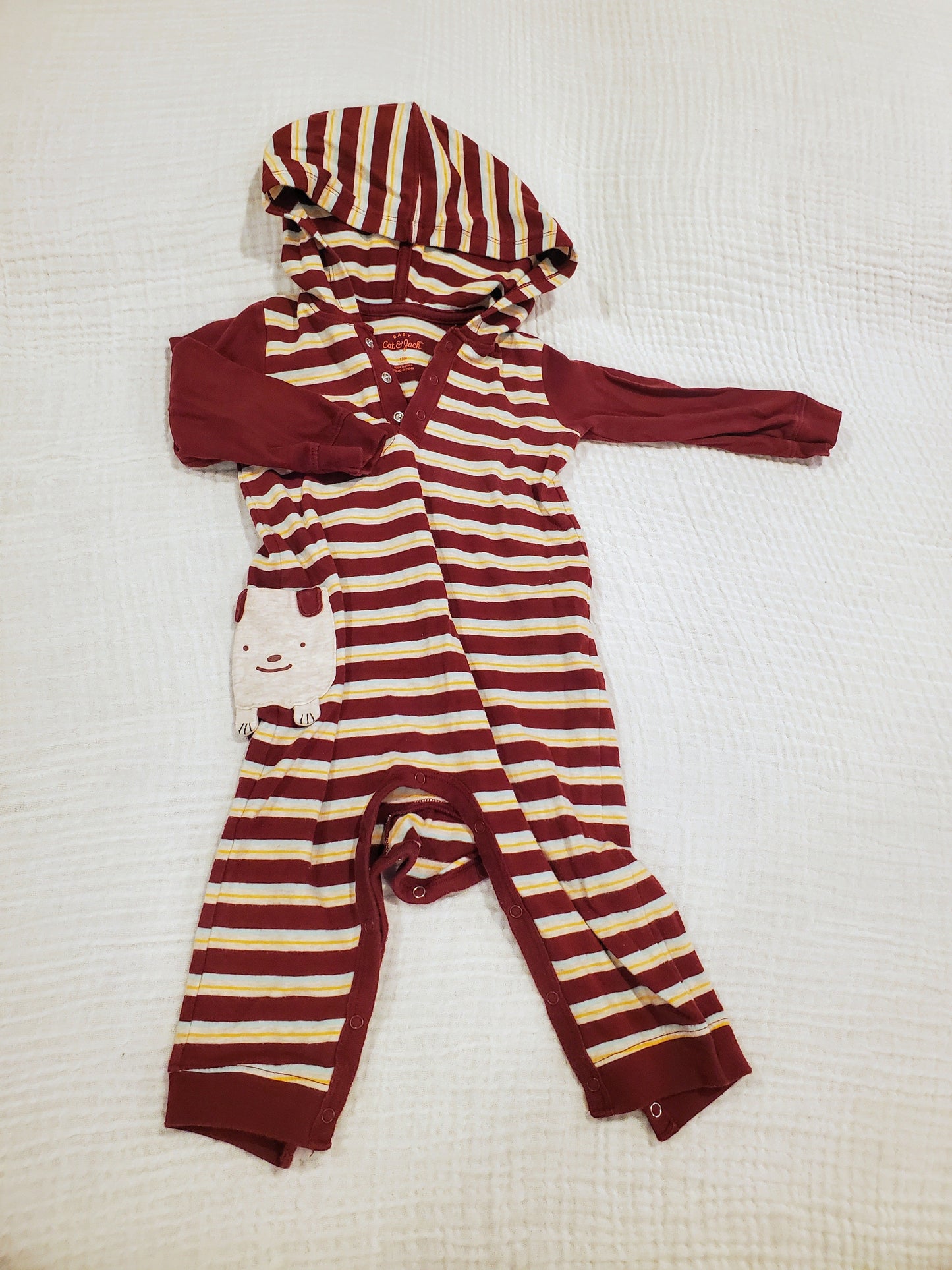 #131 Cat & Jack long sleeve onesie striped boys size 12M