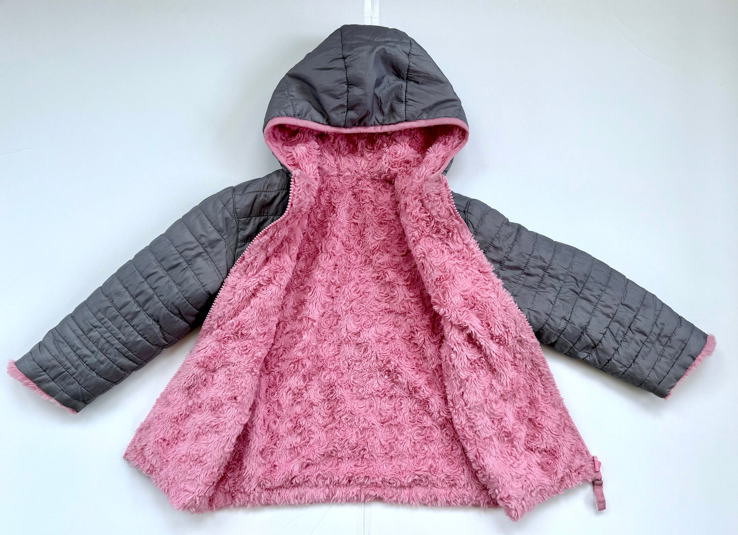 #153 Eddie Bauer Reversible Pink/Silver Jacket Girls Size XXS (4)