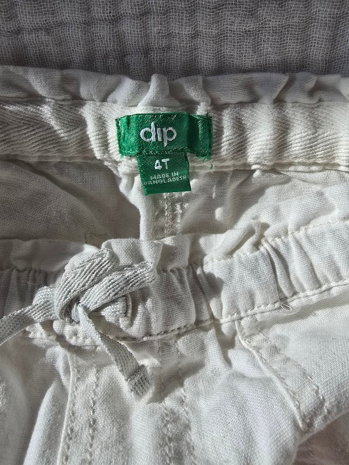 #131 dip white linen pants girls size 4T