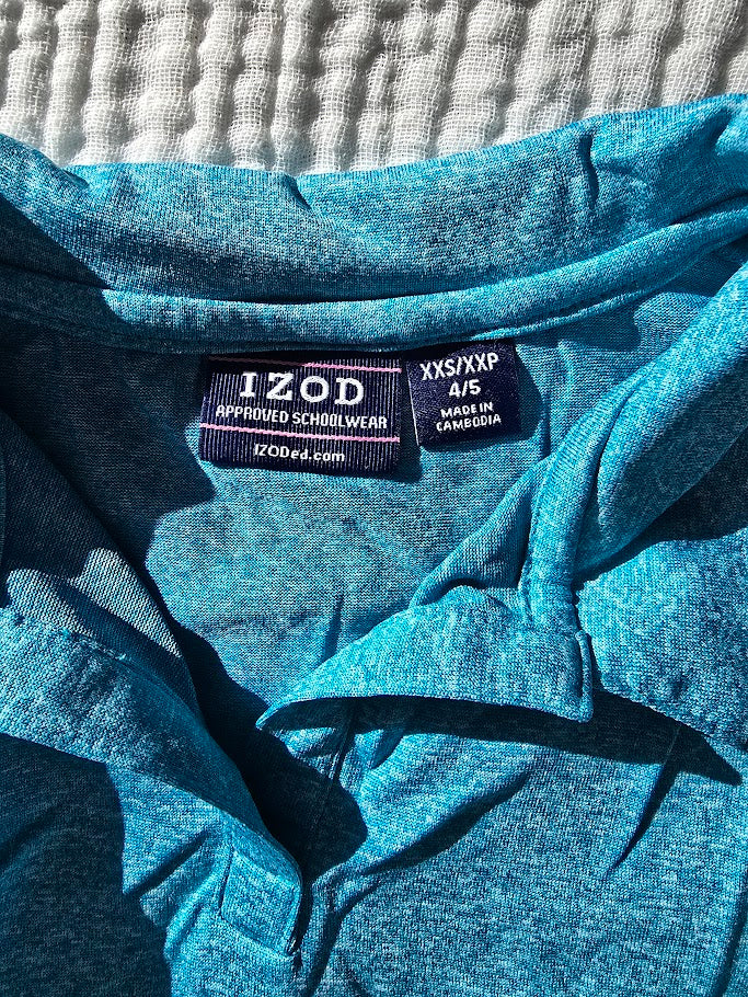 #131 2 IZOD Girls collared athletic t-shirts teal and gray size 4/5
