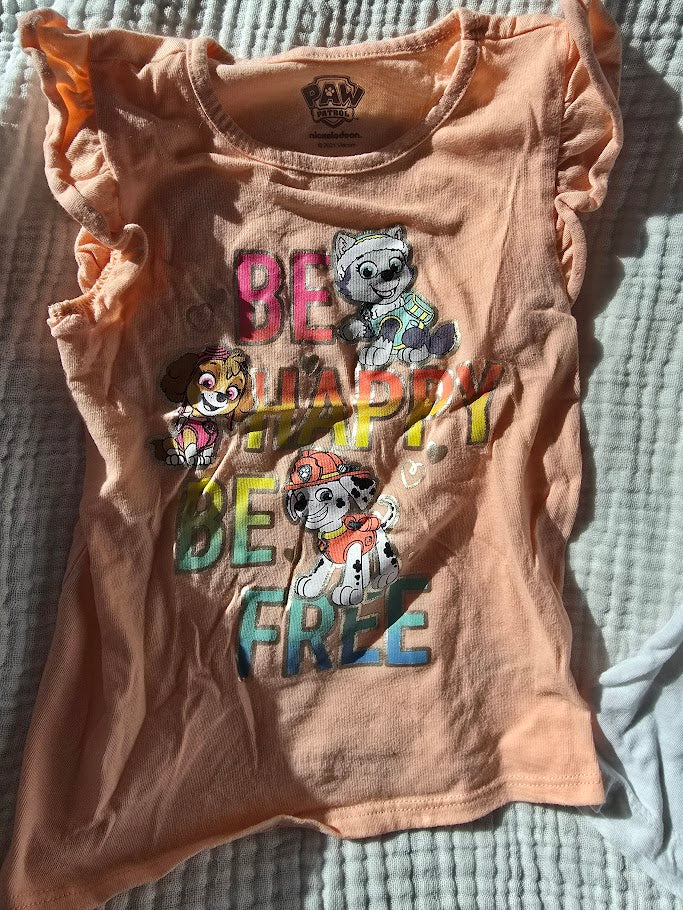 #131 2 Girls T-shirts Star Wars and Paw Patrol size 4
