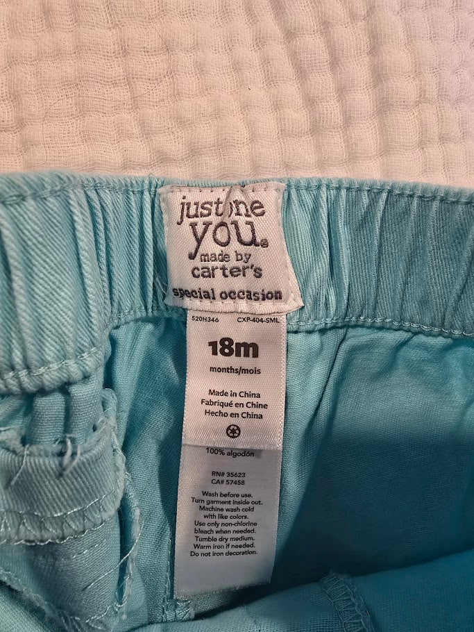 #131 Carter's light teal dress chino pants boys size 18M