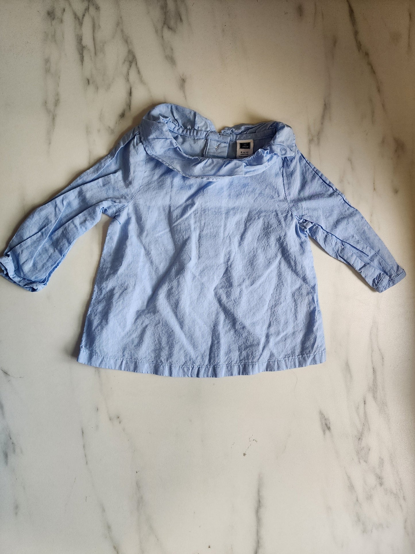#178 Janie and Jack blue top baby girl size 6-12 months