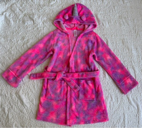 Seller 76 Girls Justice Pink and Purple Unicorn Robe with Silver Shimmer Stars, Size 6/7