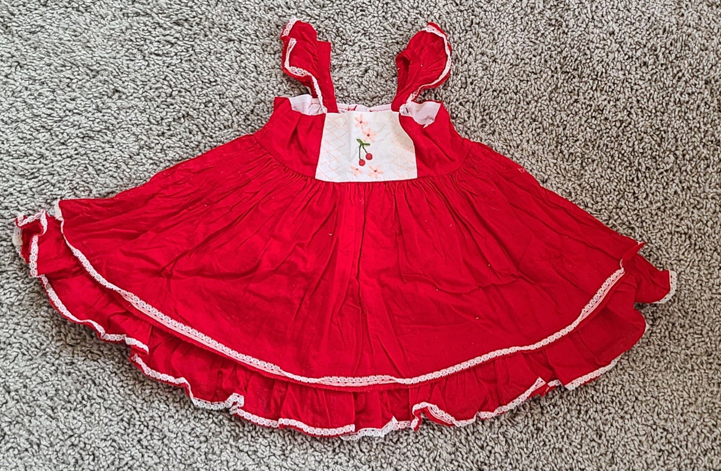 #188 Girls 12M Red Cherry Well Dressed Wolf Dress