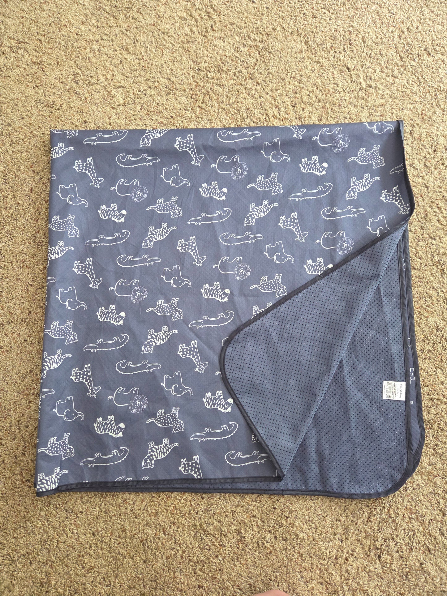 SELLER #6 Safari Animals Baby Splat Mat for Under High Chair (50.4 x 50.4 Inch Wipeable Splash Mat) Waterproof and Washable