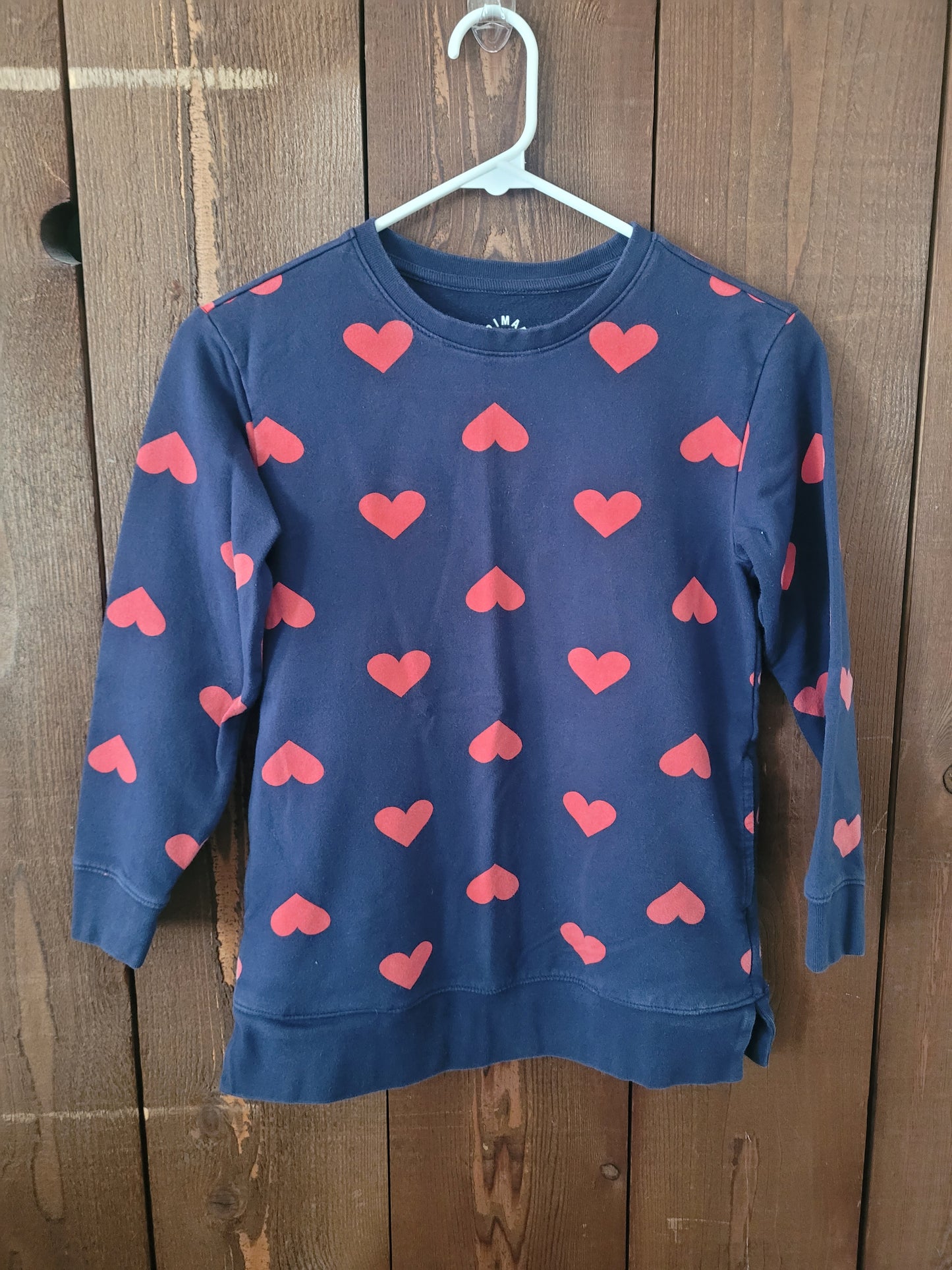 #109 Primary Heart Print Crewneck Sweatshirt Girl's Size 8-9Y