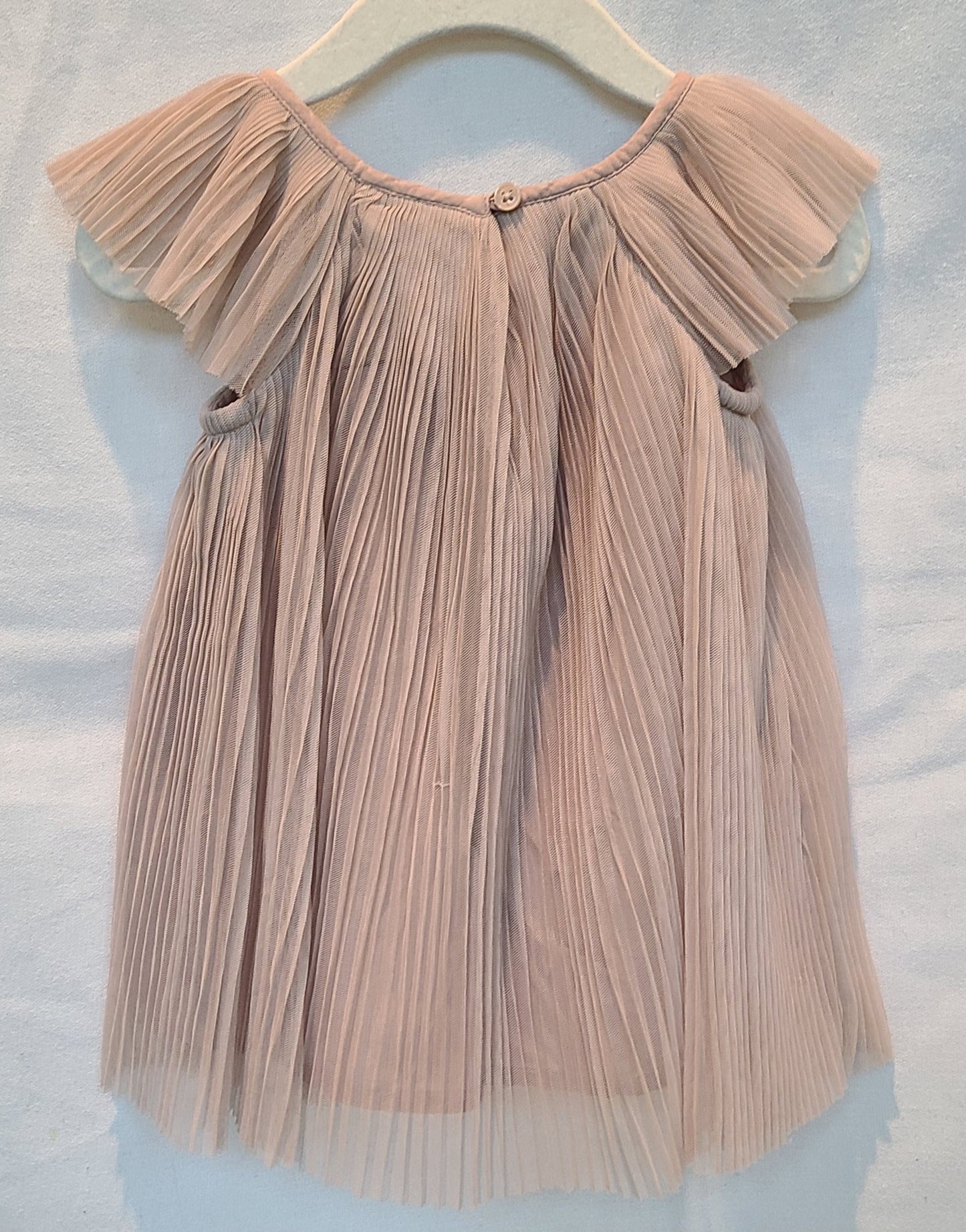 #188 Girls 12-18M Old Navy Tan Pleated Dress