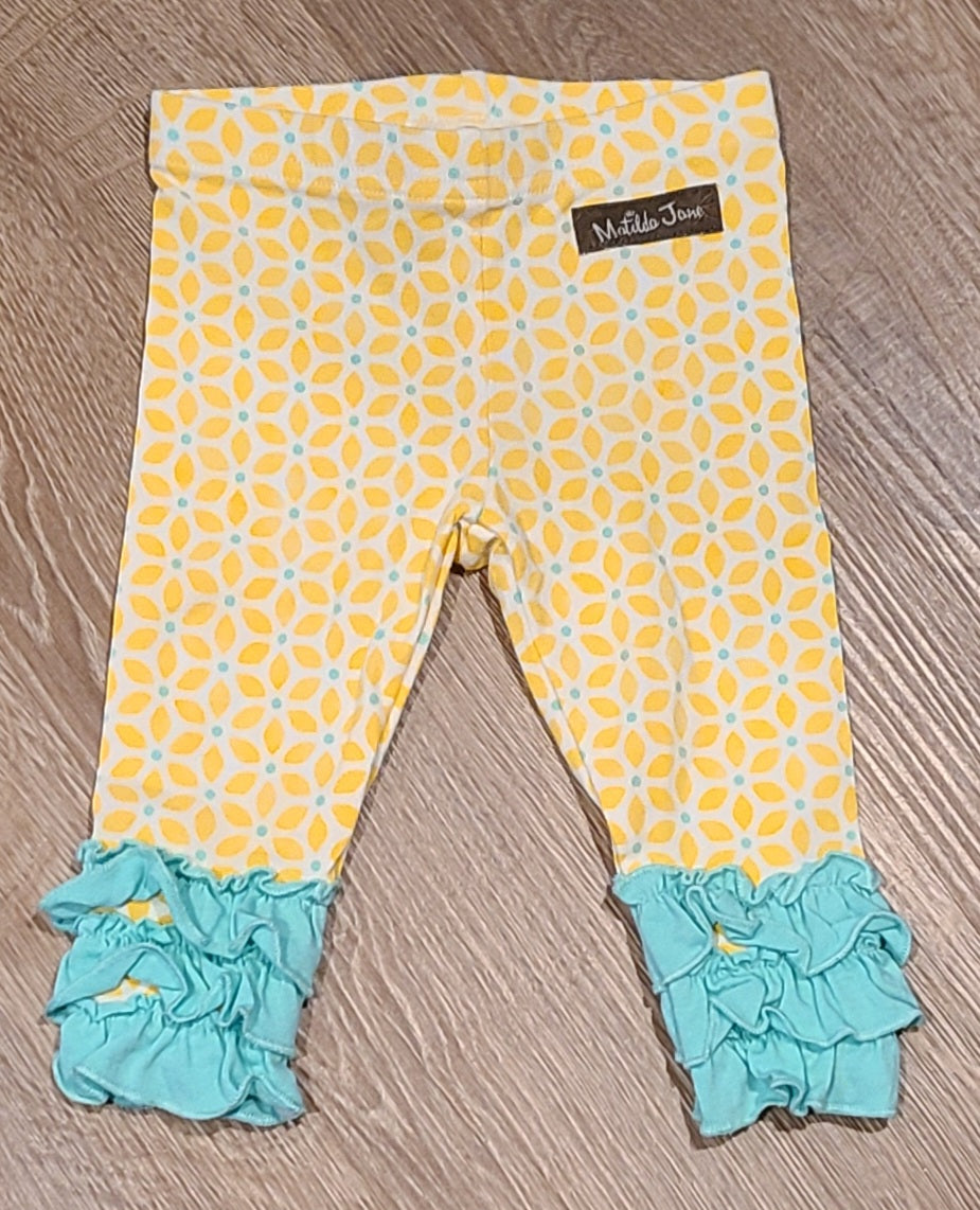 #188 Girls 3-6M Matilda Jane Yellow Floral Leggings
