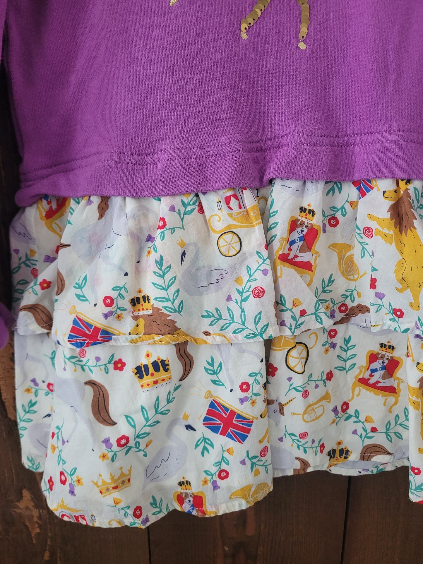 #109 Mini Boden Reversible Sequin Unicorn Dress Girls Size 5-6Y