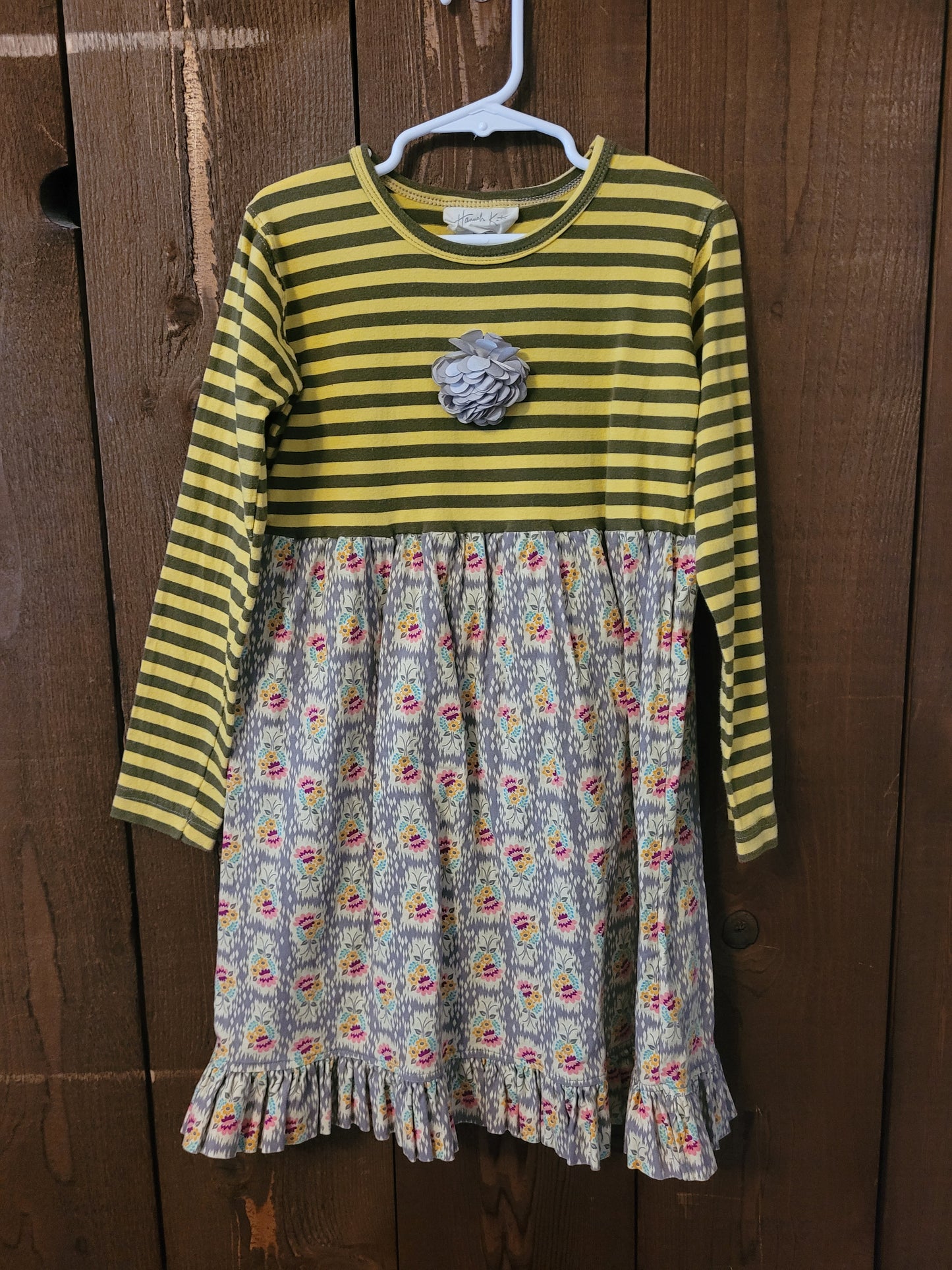 #109 Hannah Kate Striped Flower Dress Girls Size 6