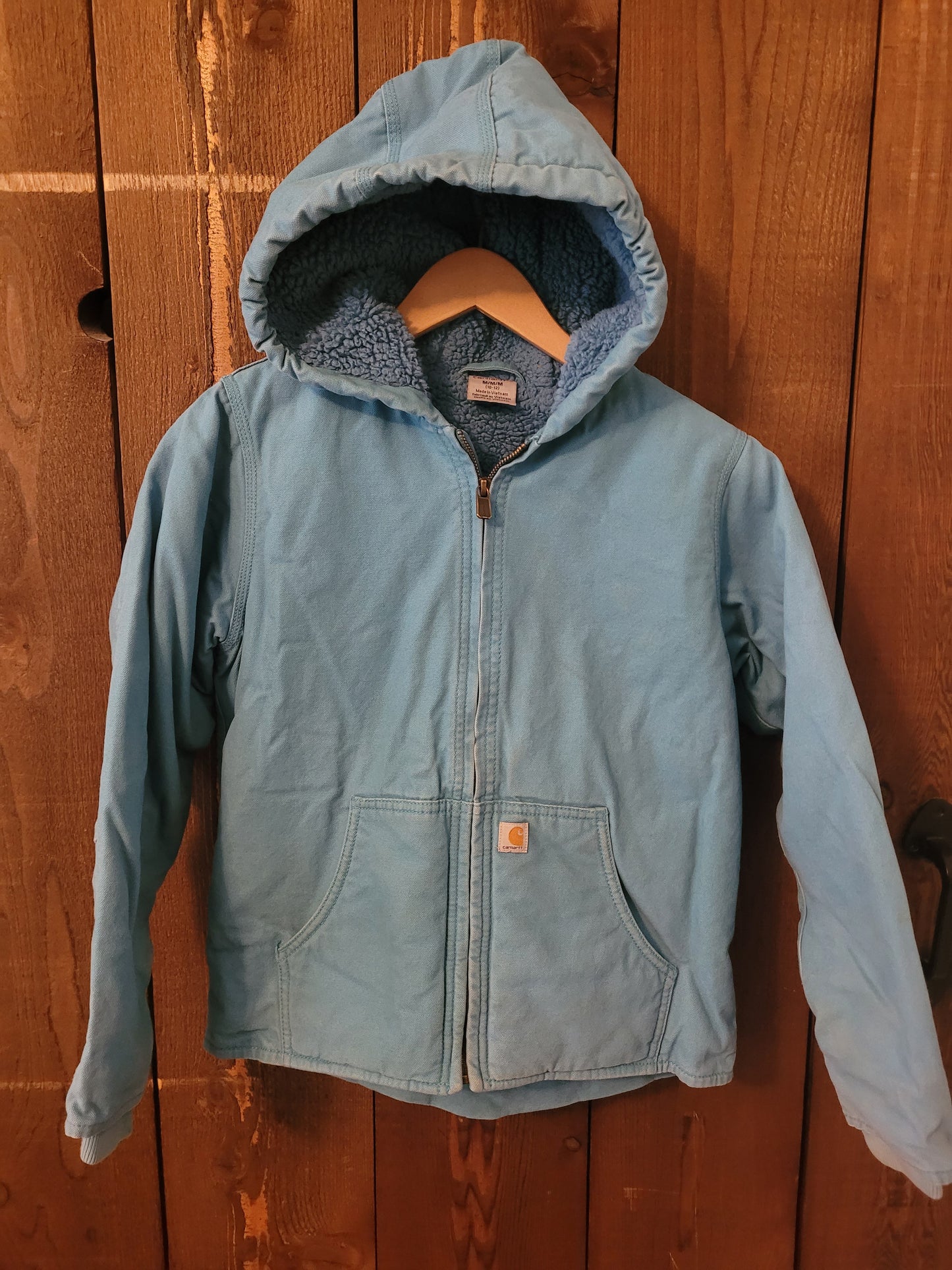 #109 *REDUCED* Carhartt Light Blue Quilted Lined Jacket Girls Size M (10-12)