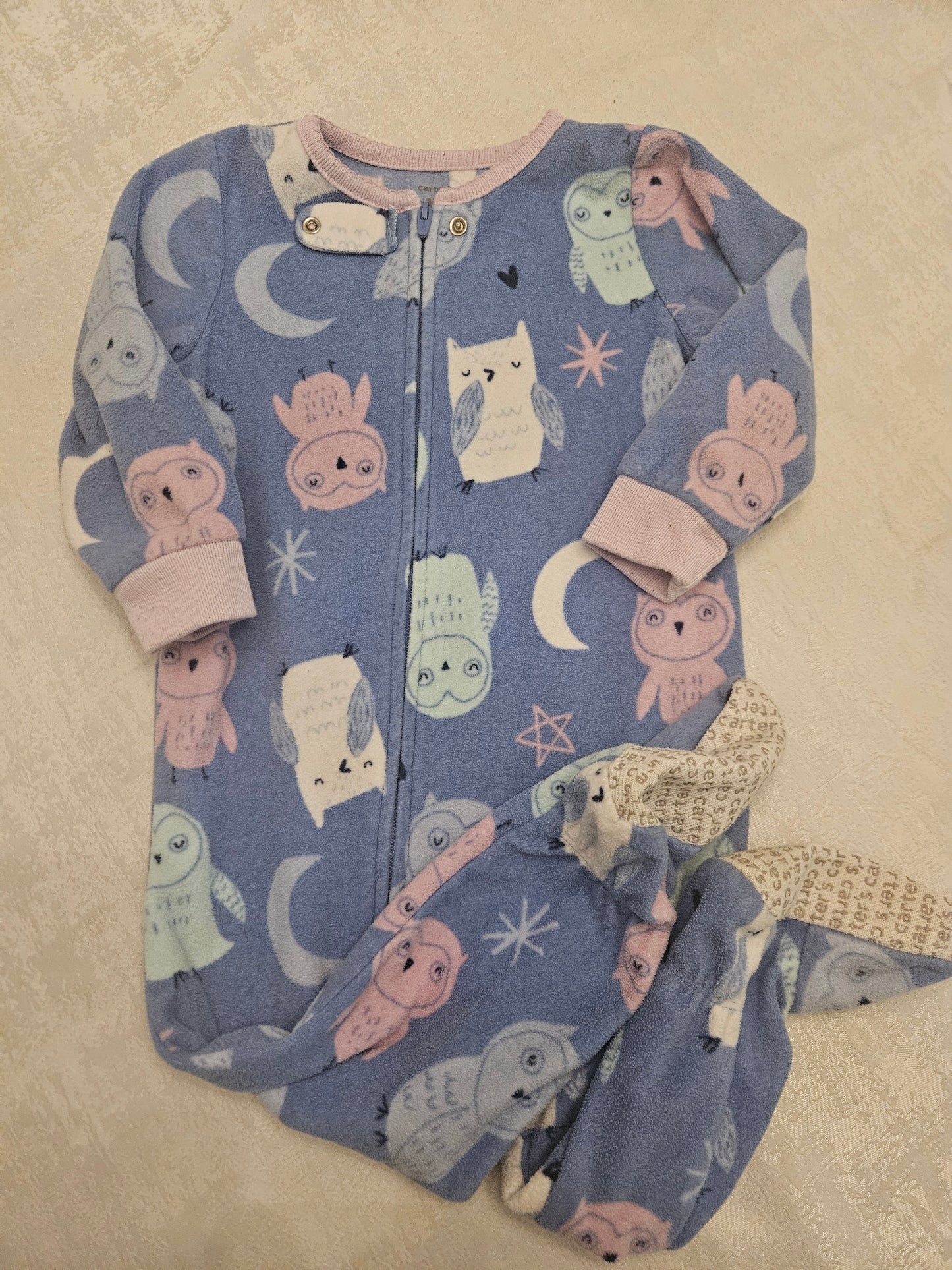Seller #102 - Girls - Carters Fleece Owl Pajamas - Size 18 months
