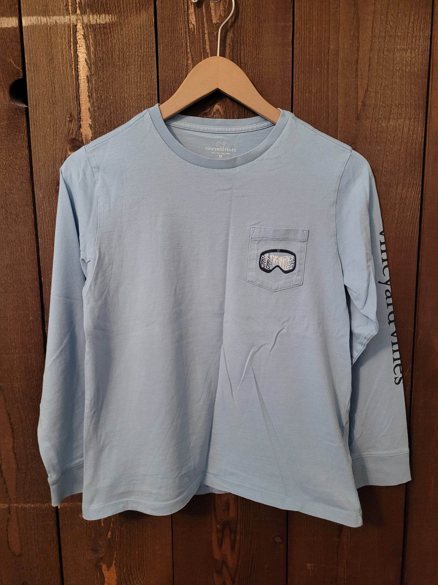 #109 Vineyard Vines Snow Goggles Long-Sleeve Tee Boys Size M (12-14)