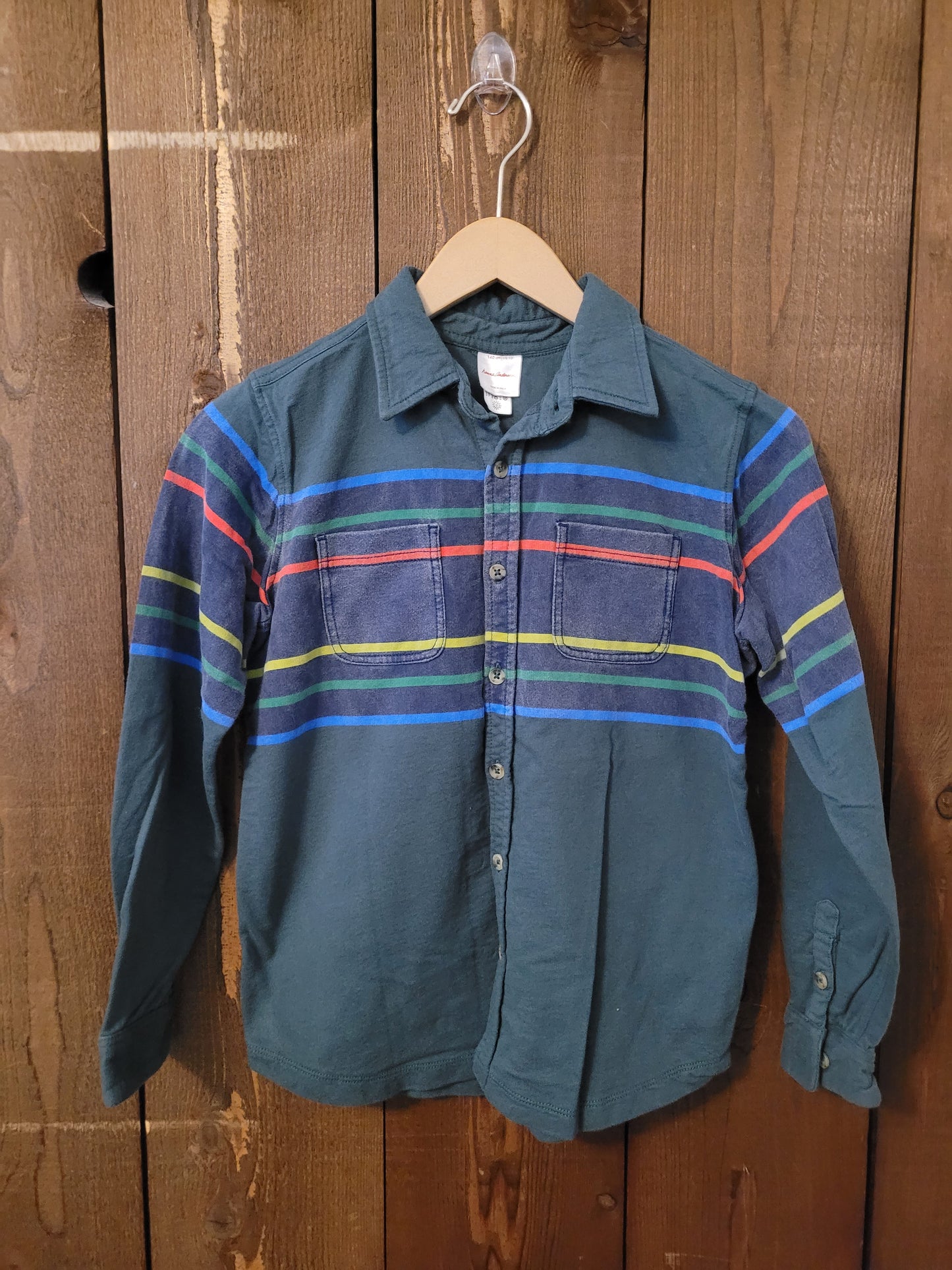 #109 Hanna Andersson Vintage-Style Cotton Button-Up Boys Size 140/10
