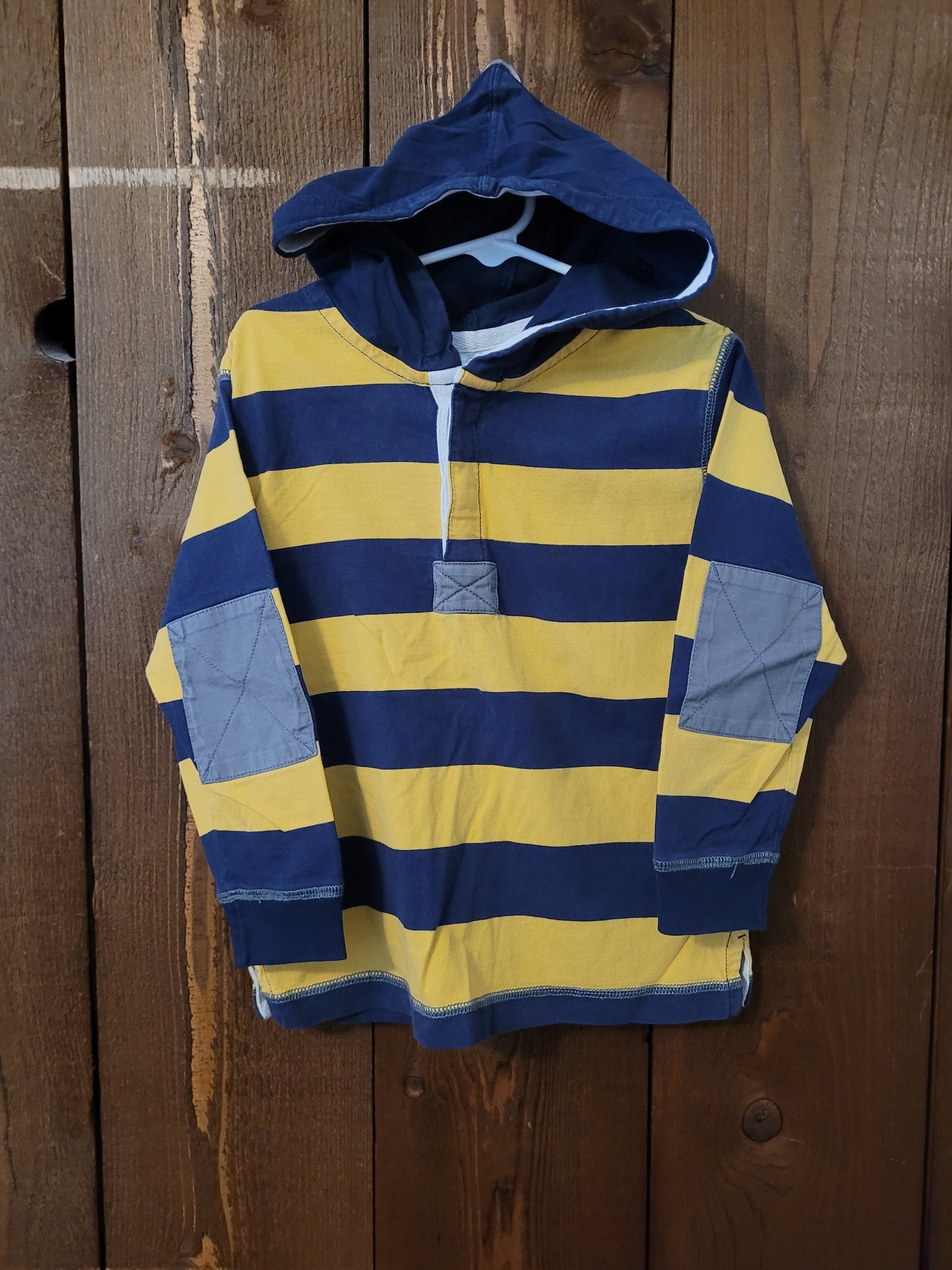#109 *REDUCED* Hanna Andersson Blue and Yellow Hooded Top Boys Size 110/5T