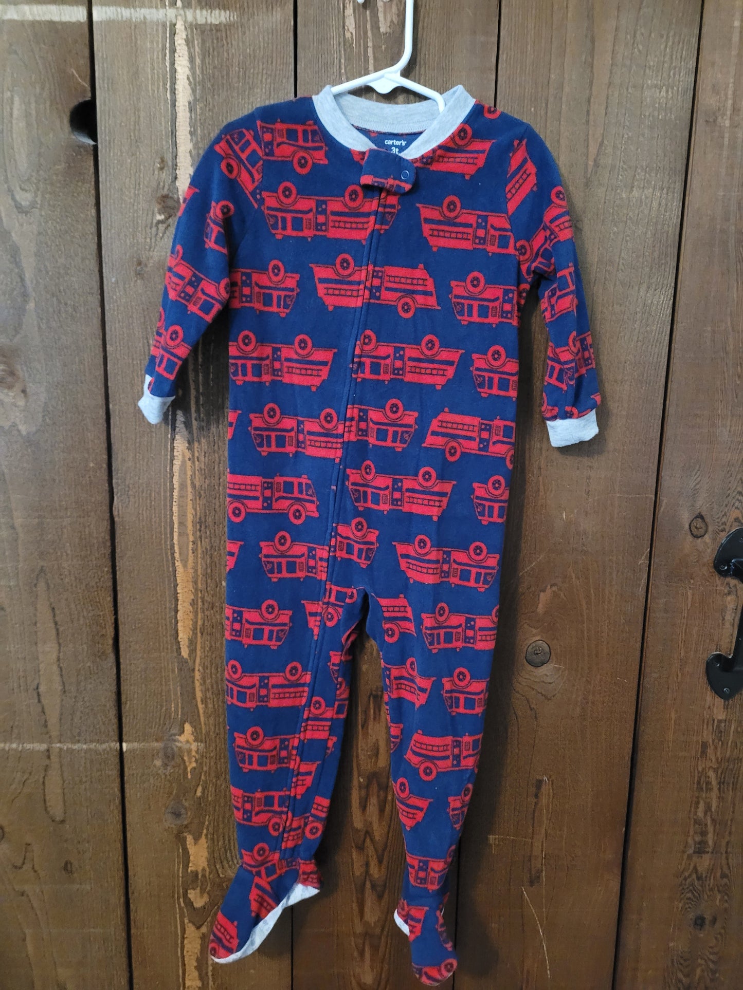 #109 *REDUCED* Carter's Fleece Firetruck and Fox Footed Jammies (2) Boys Size 3T