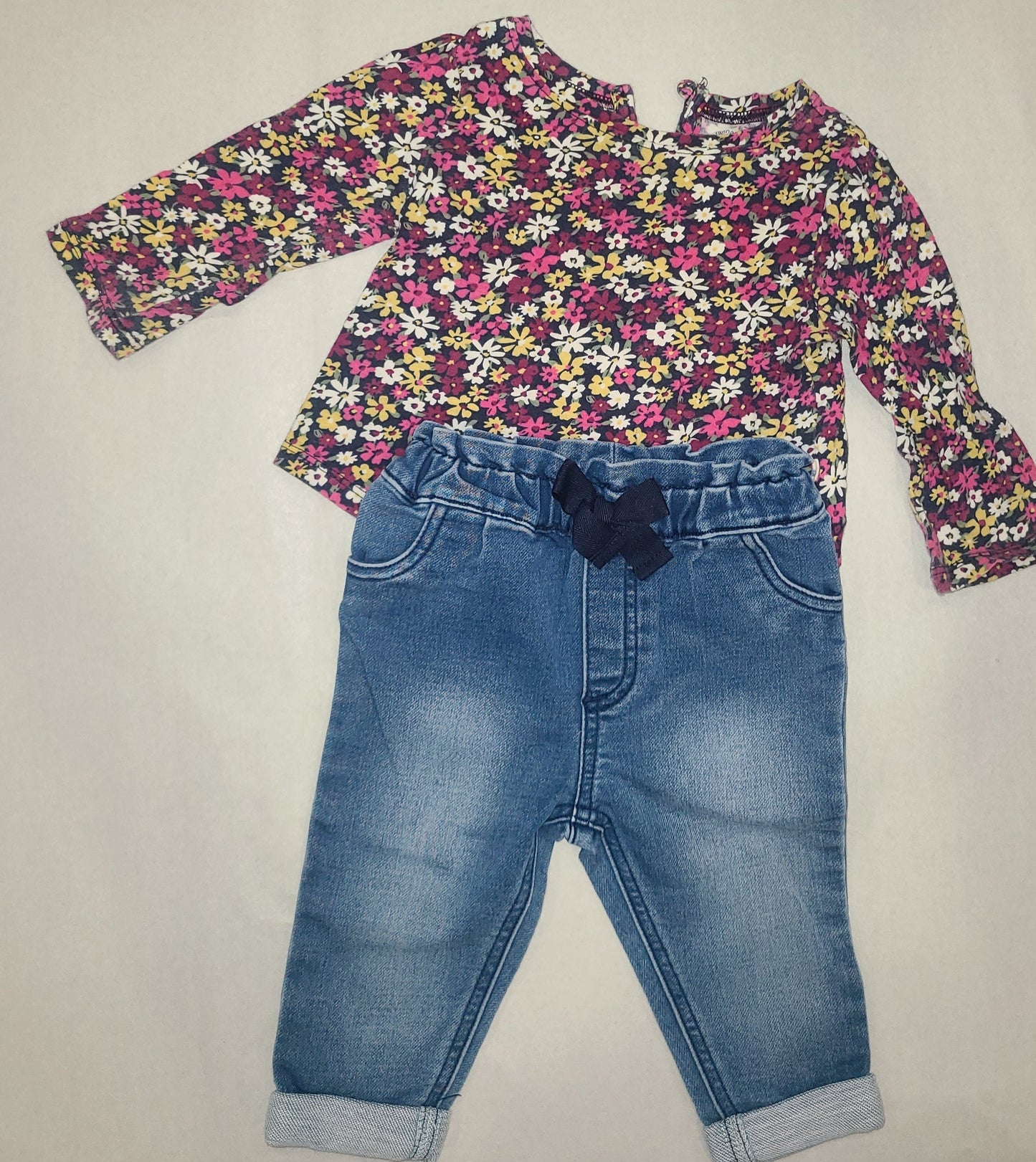 Seller #4 - 6-9 Month Girls Floral Long Sleeve Shirt + Jean outfit