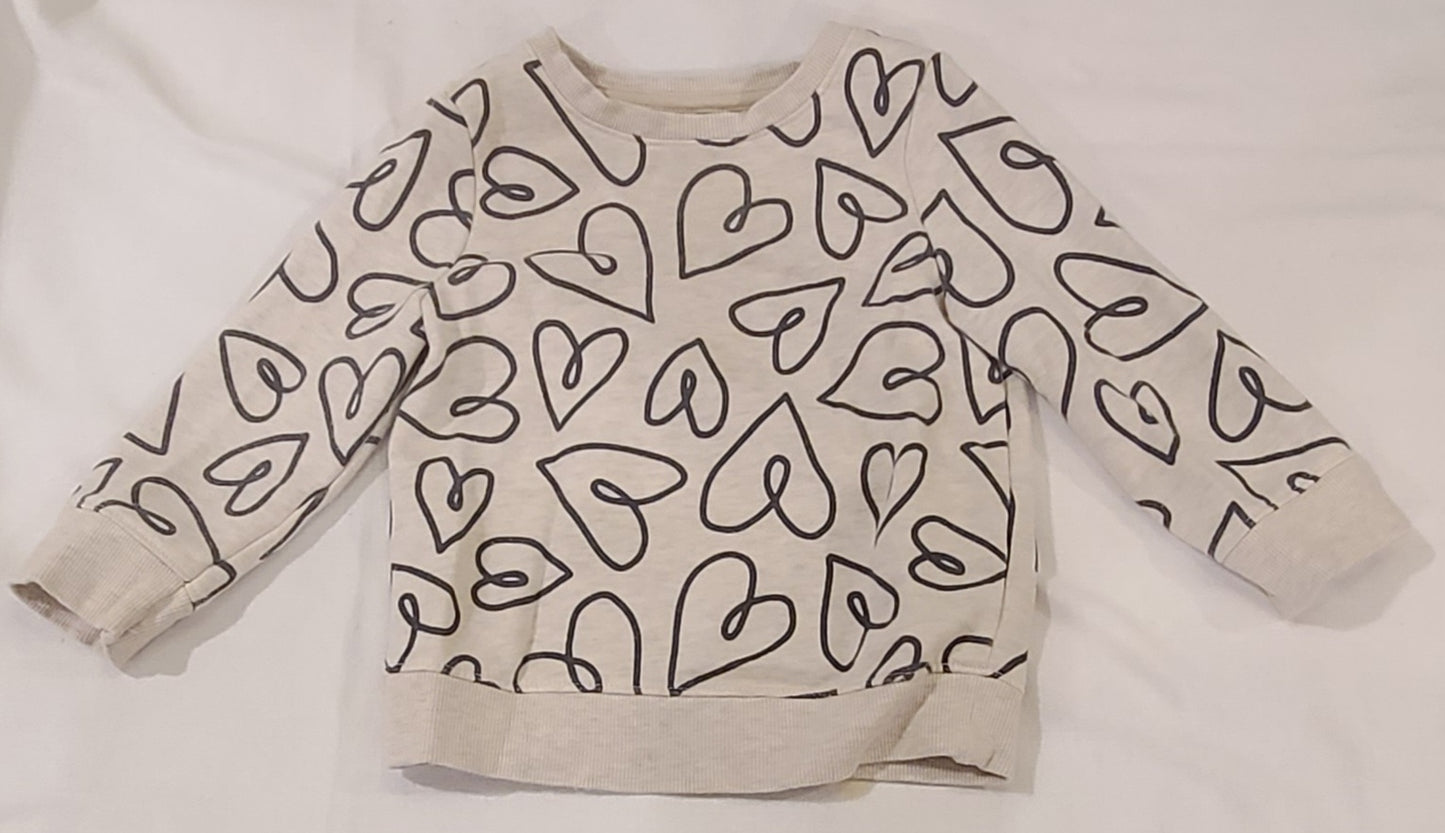 #188 Girls 2T Cat & Jack White Heart Sweatshirt (1 of 2)