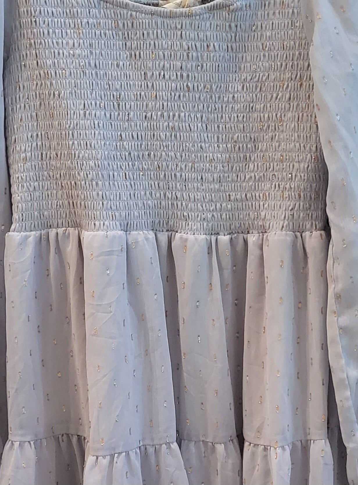 REDUCED: #9--- Women's M. Altar'd State lavender gray dress with metallic accents