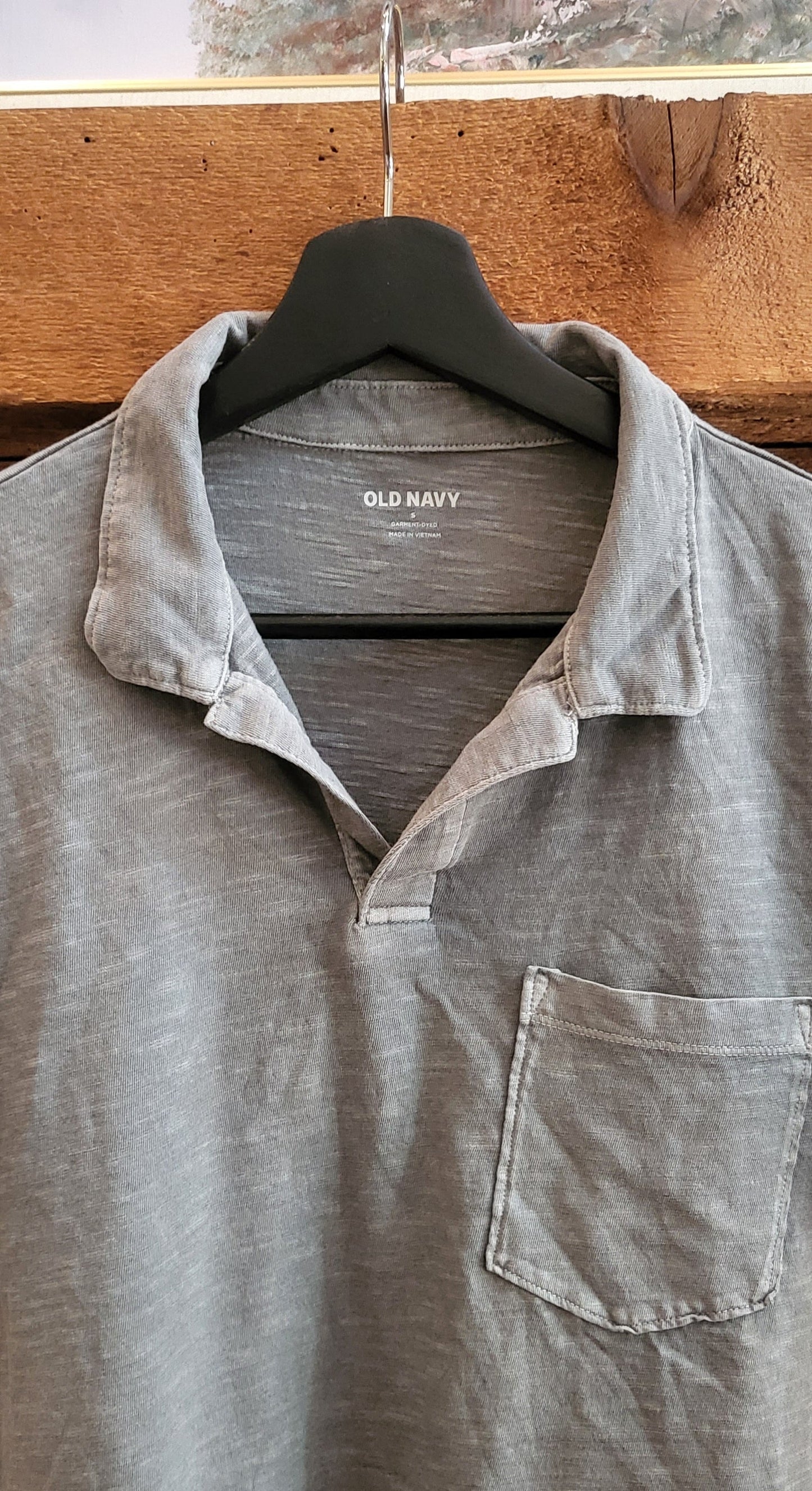 REDUCED: #9--- Men's S. Old Navy vintage garment- dyed gray polo