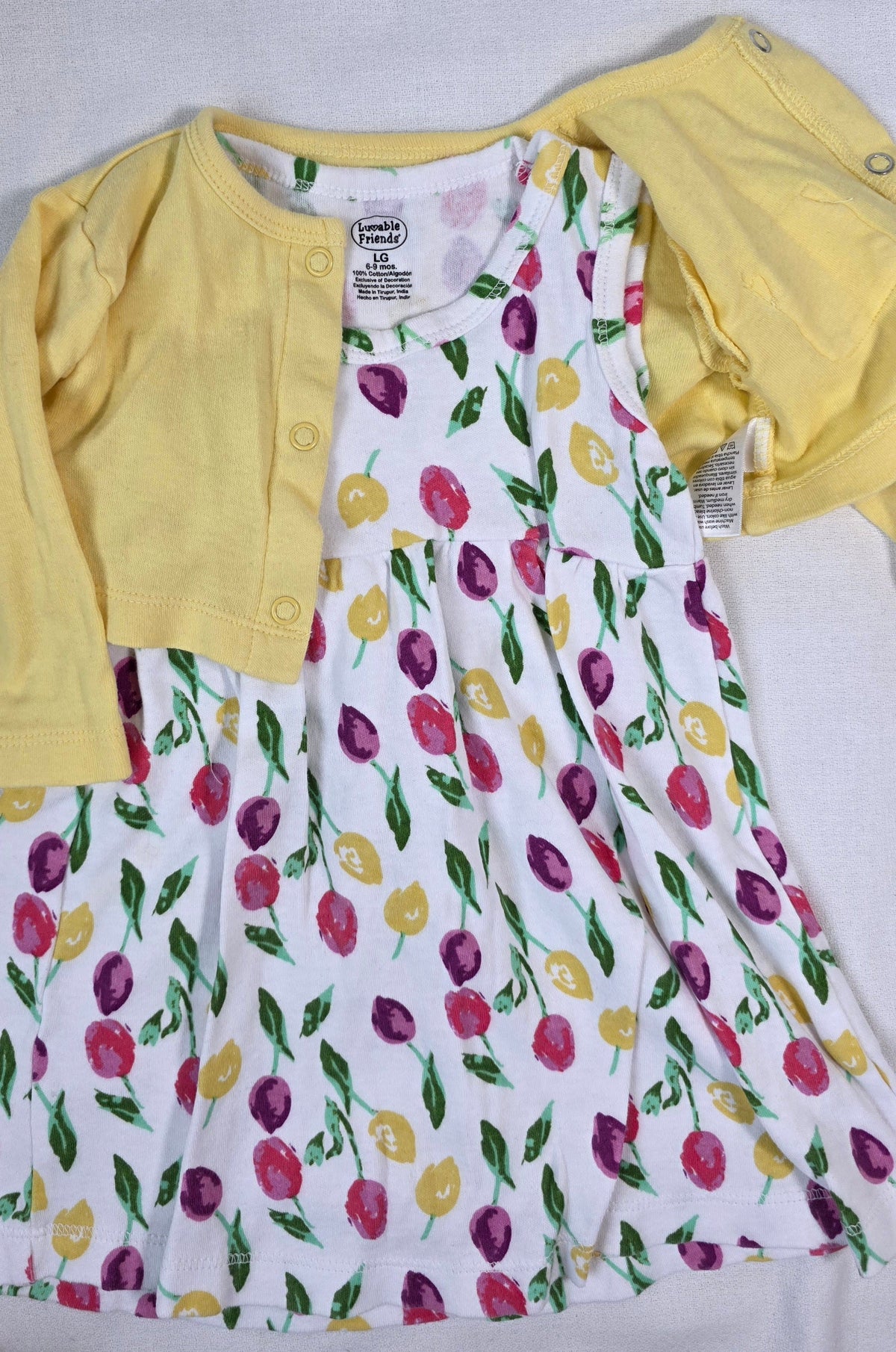 #190 Girls 6-9M Luvable Friends Tulip Dress with Cardigan