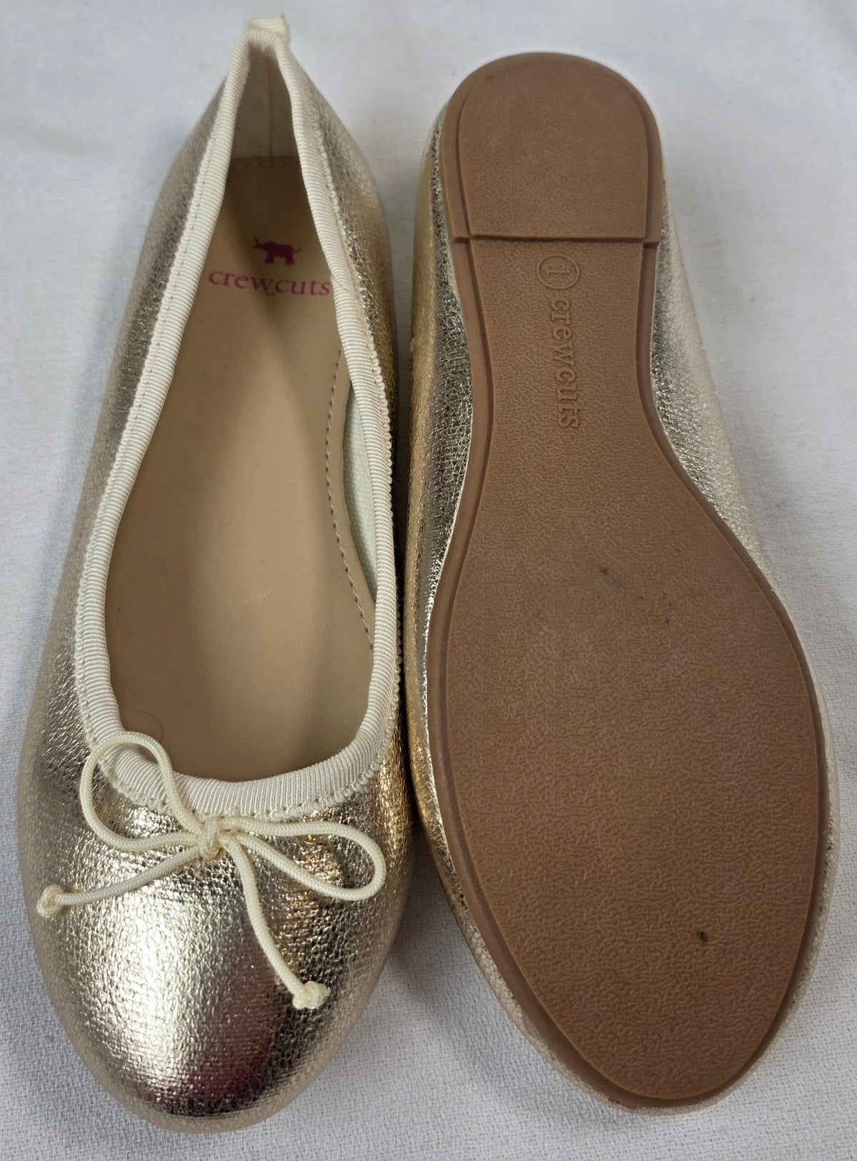 #190 Girls/Kids 1 J. Crew Crewcuts Gold Ballet Flats