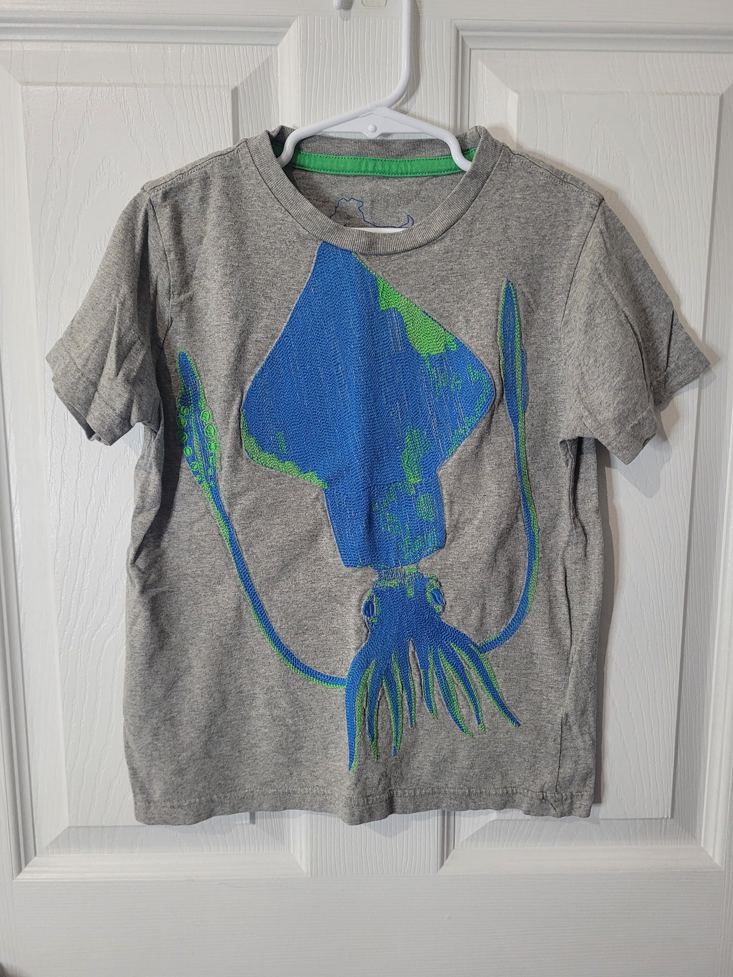 #44 Mini Boden Embroidered Squid Tee Boys Size 6-7Y