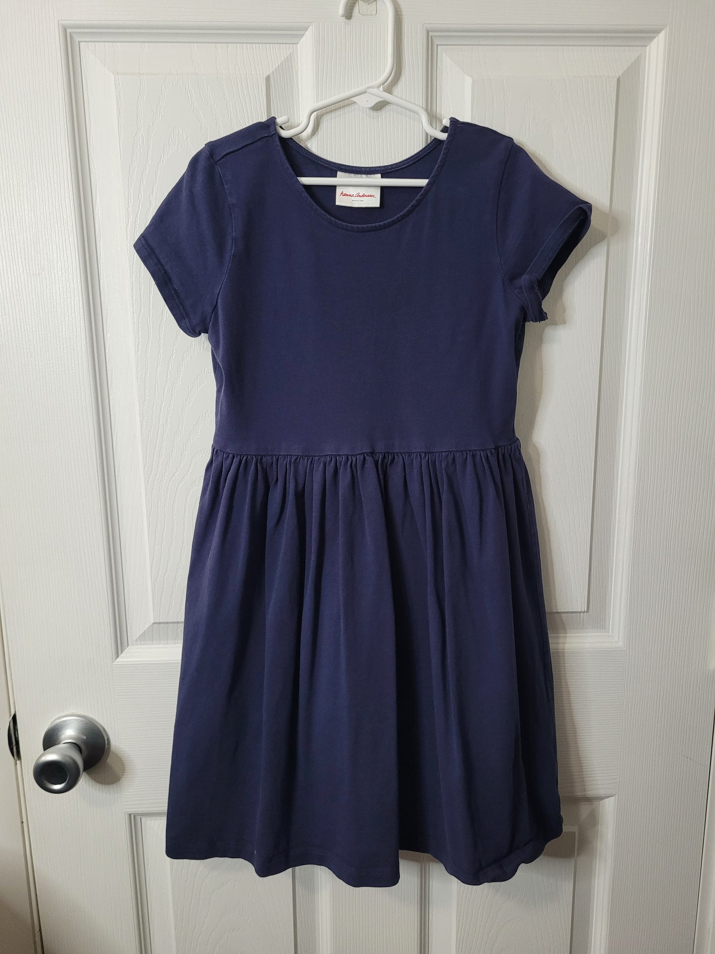 #44 Hanna Andersson Blue Short-Sleeve Dress Girls Size 140/10