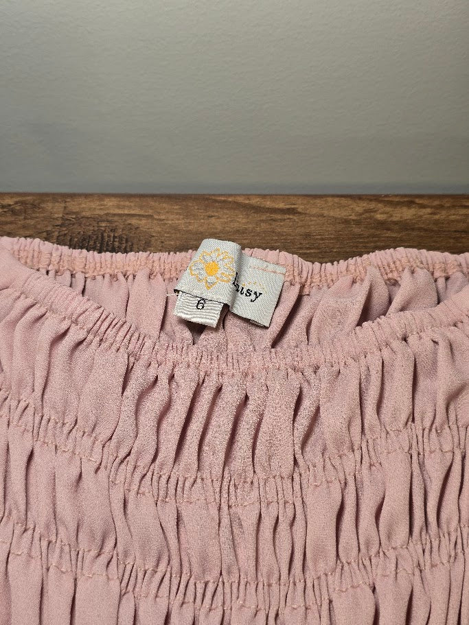 #131 Oopsie Daisy dusty pink shirred dress sz 6