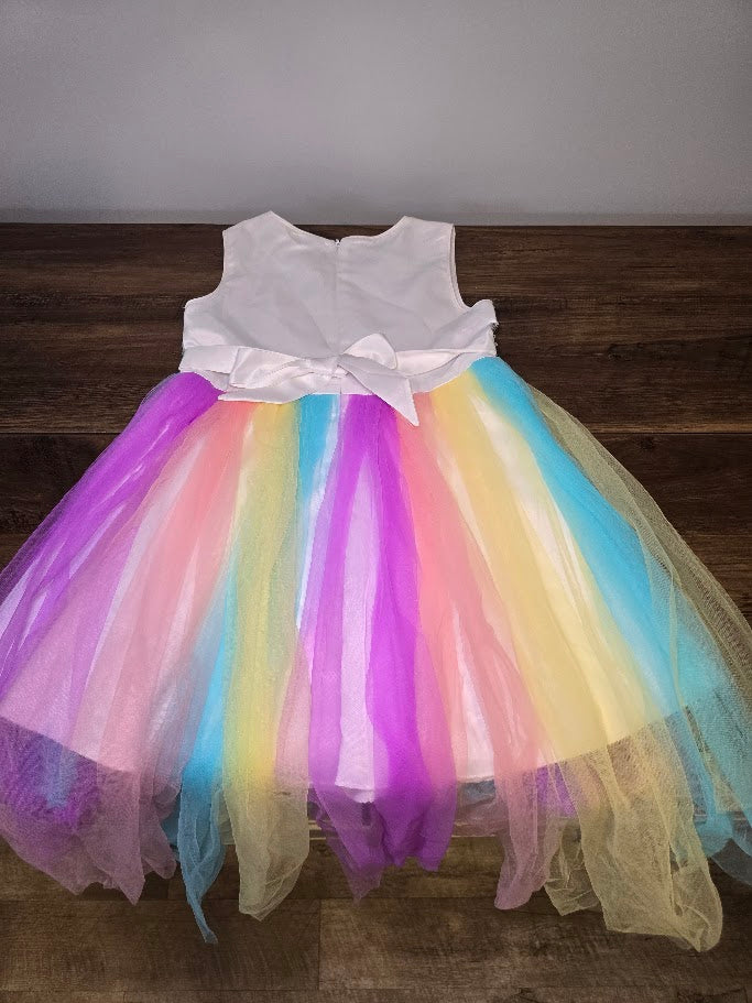 #131 Sequin and tulle rainbow hi lo dress sz 7