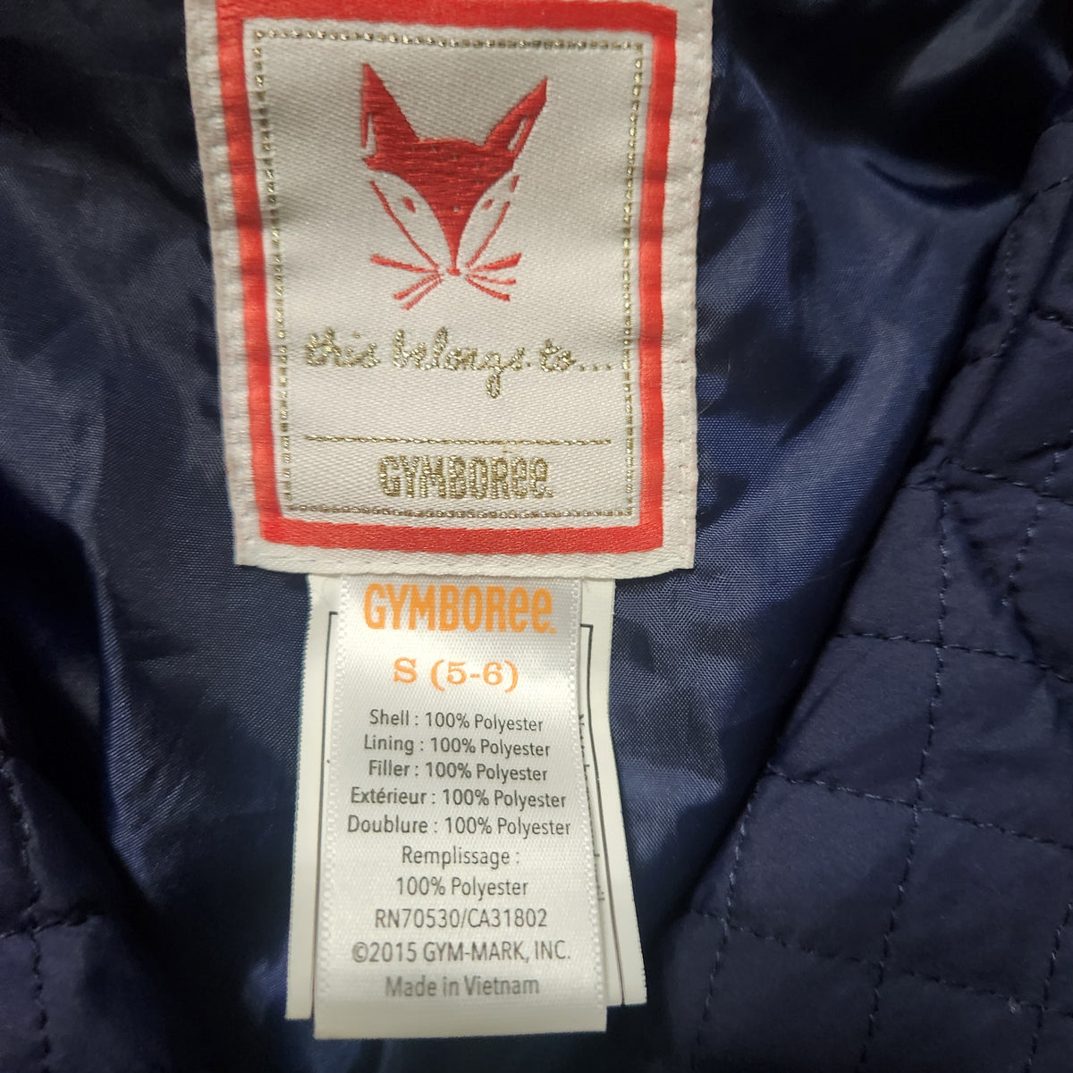 #167 Gymboree 5-6 Quilted Navy Peplum Jacket