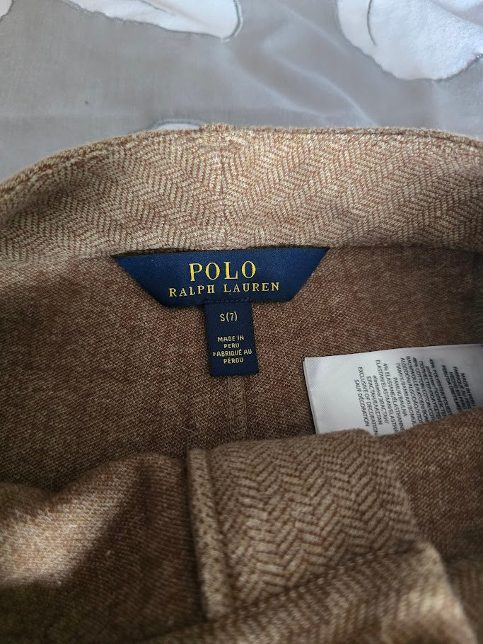 #131 Girls Polo soft herringbone khaki pants sz S (7)