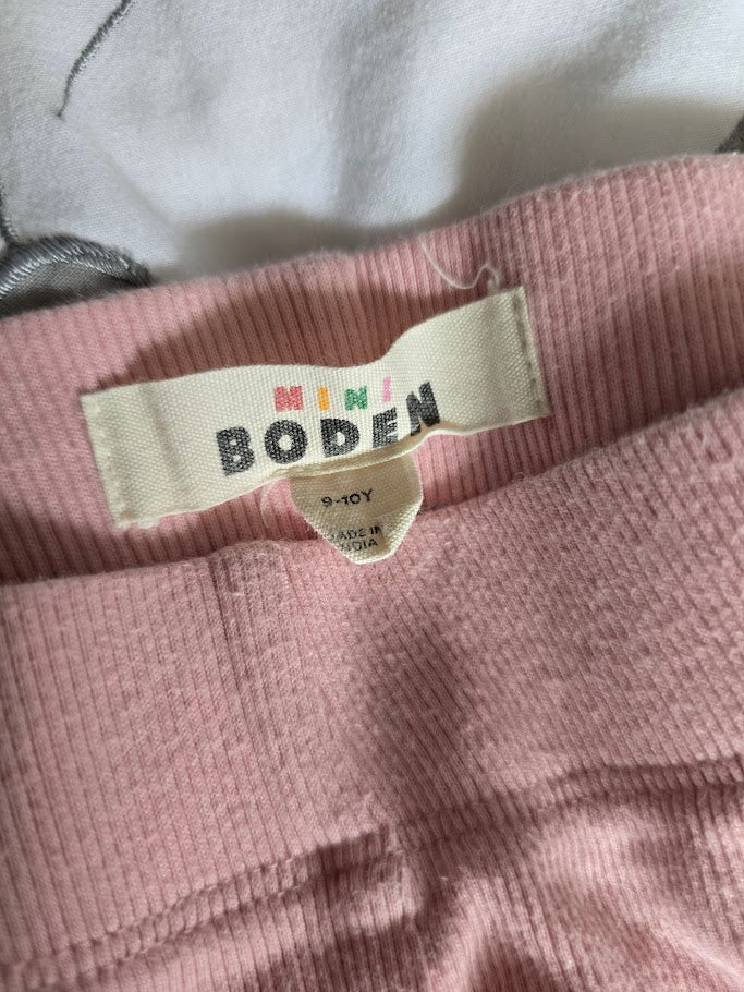#131 Mini Boden pink ribbed ruffle bottom leggings sz 9 - 10