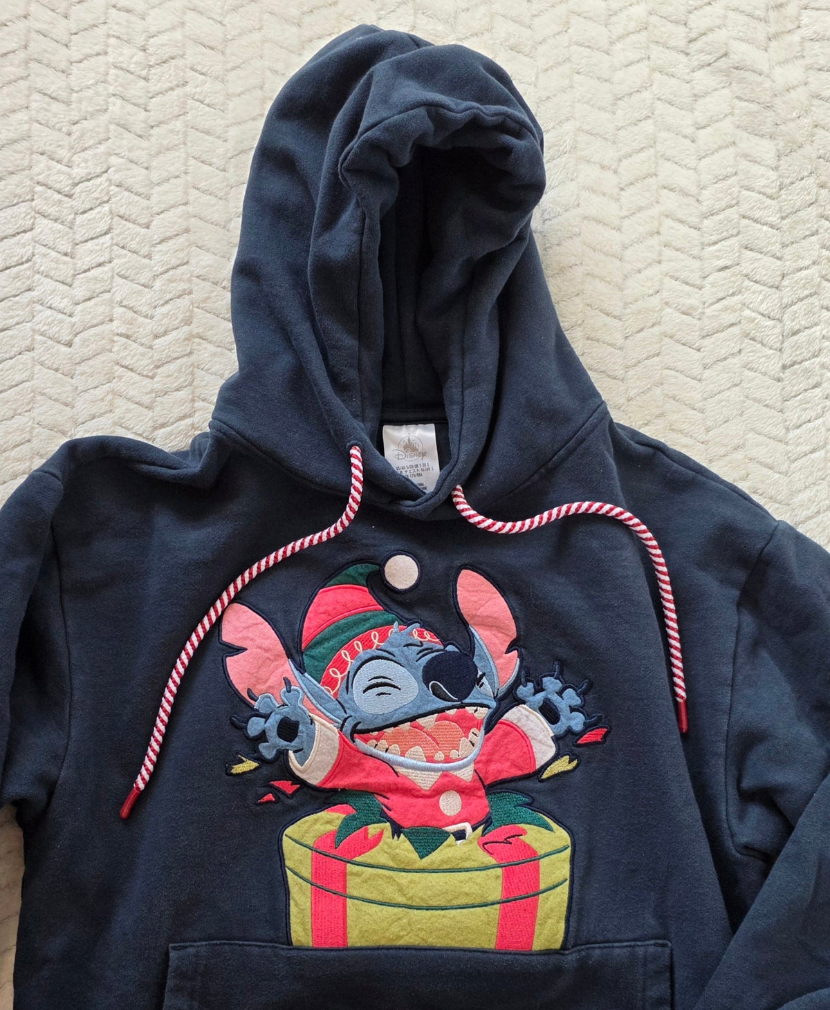 #190 Women's S (small) Disney Navy Blue Stitch Christmas Hooded Sweatshirt