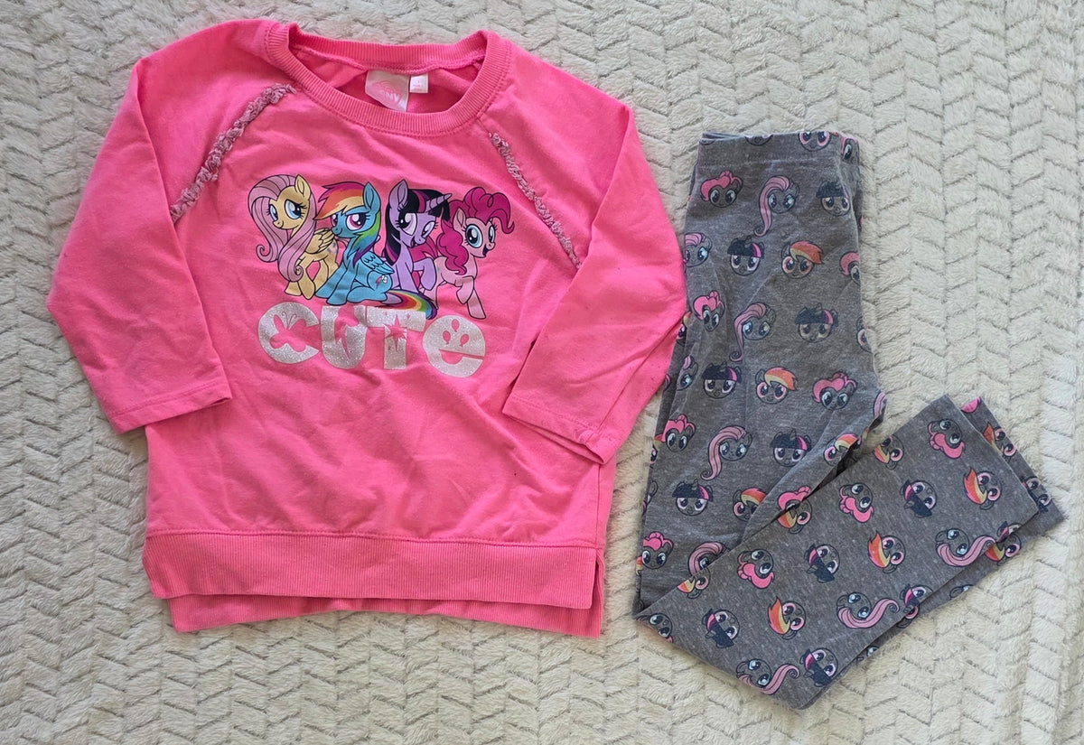#190 Girls 7 My Little Pony 3/4 Length Sleeve Sweater with Matching Leggings