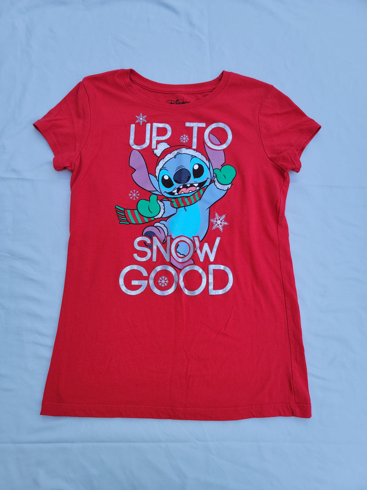 Seller #18 Girls Size Large 14/16 Disney Stitch Holiday T-Shirt