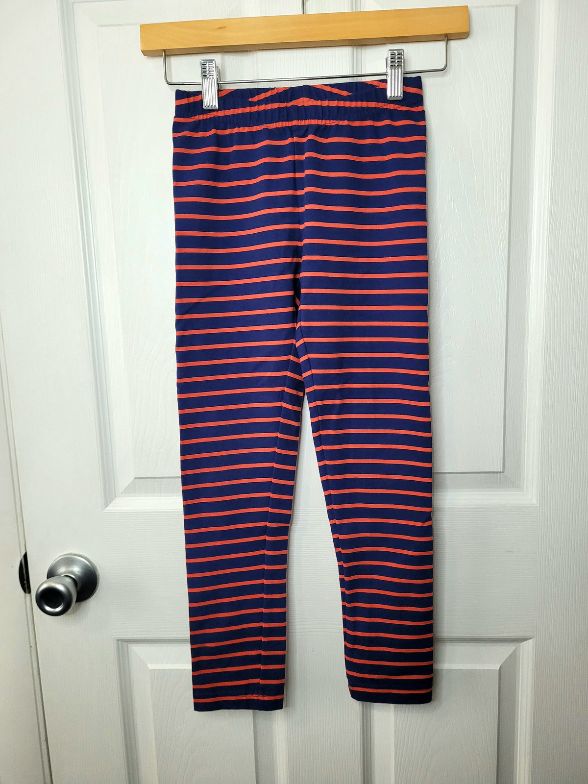 #164 Hanna Andersson Blue and Red Stripe Leggings Girls 130/8