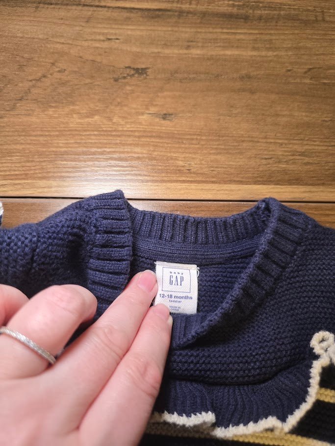 #131 Baby Gap Navy and White striped sweater sz 12-18M