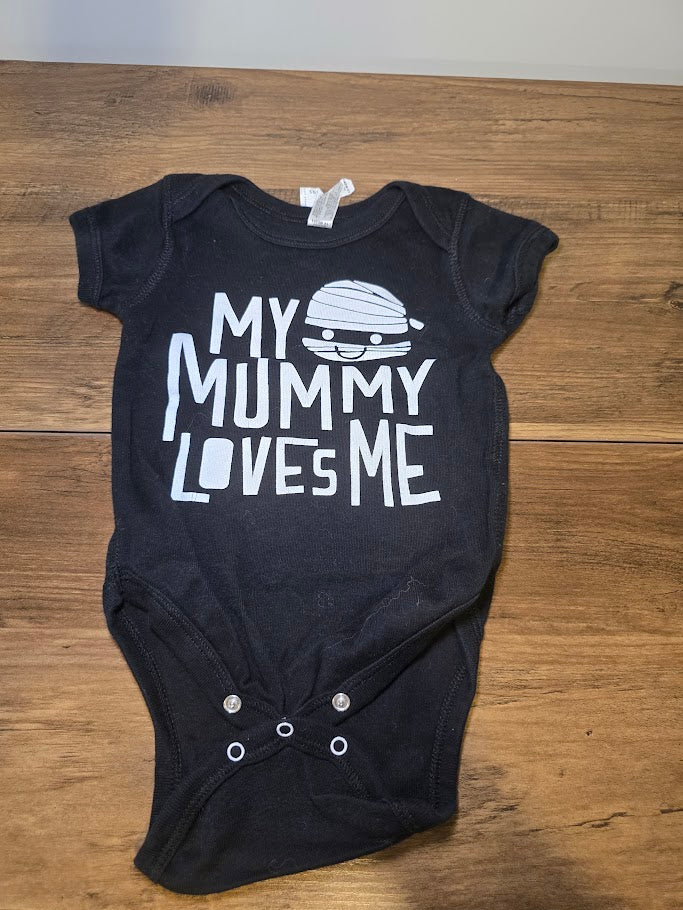 #131 Halloween Mummy onesie sz 12M