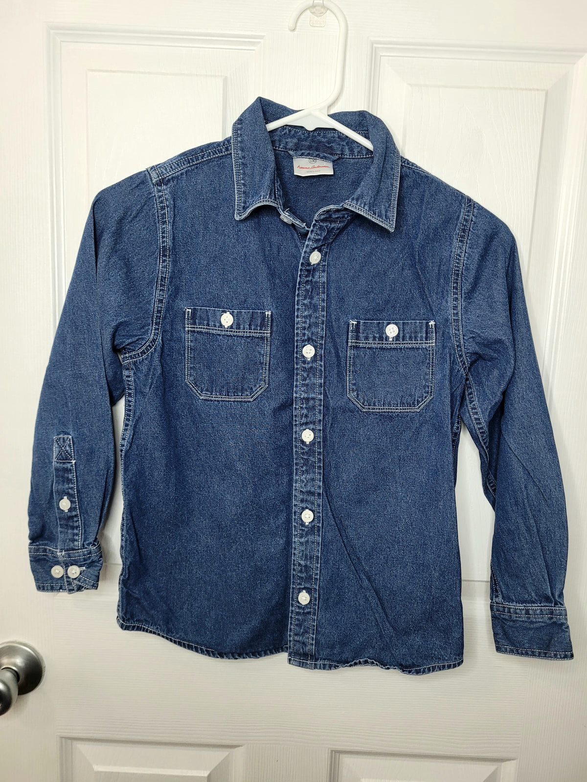 #164 Hanna Andersson Cotton Denim Button-Down Boys 130/8