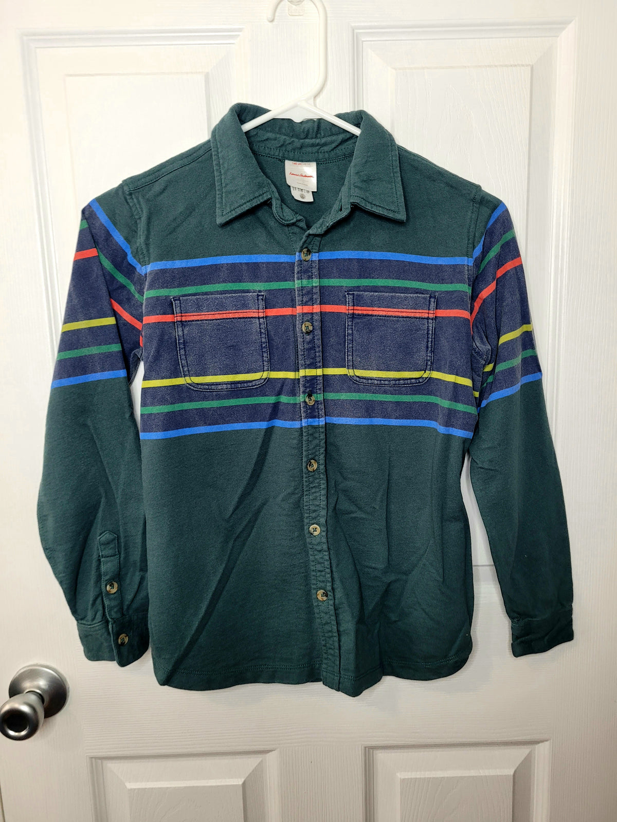 #164 Hanna Andersson Striped Cotton Button-Down Boys 140/10