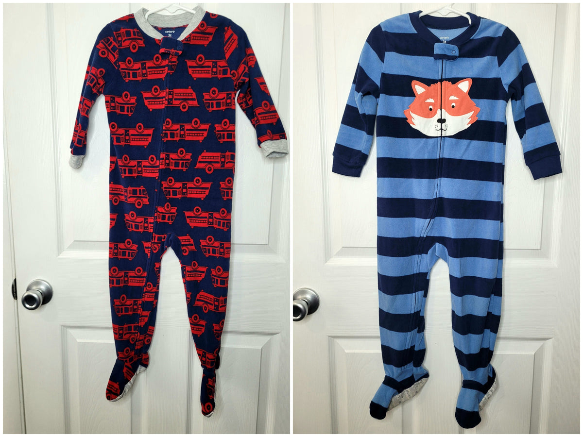 #164 Carter's Fleece Footed Sleepers (2) Boys 3T