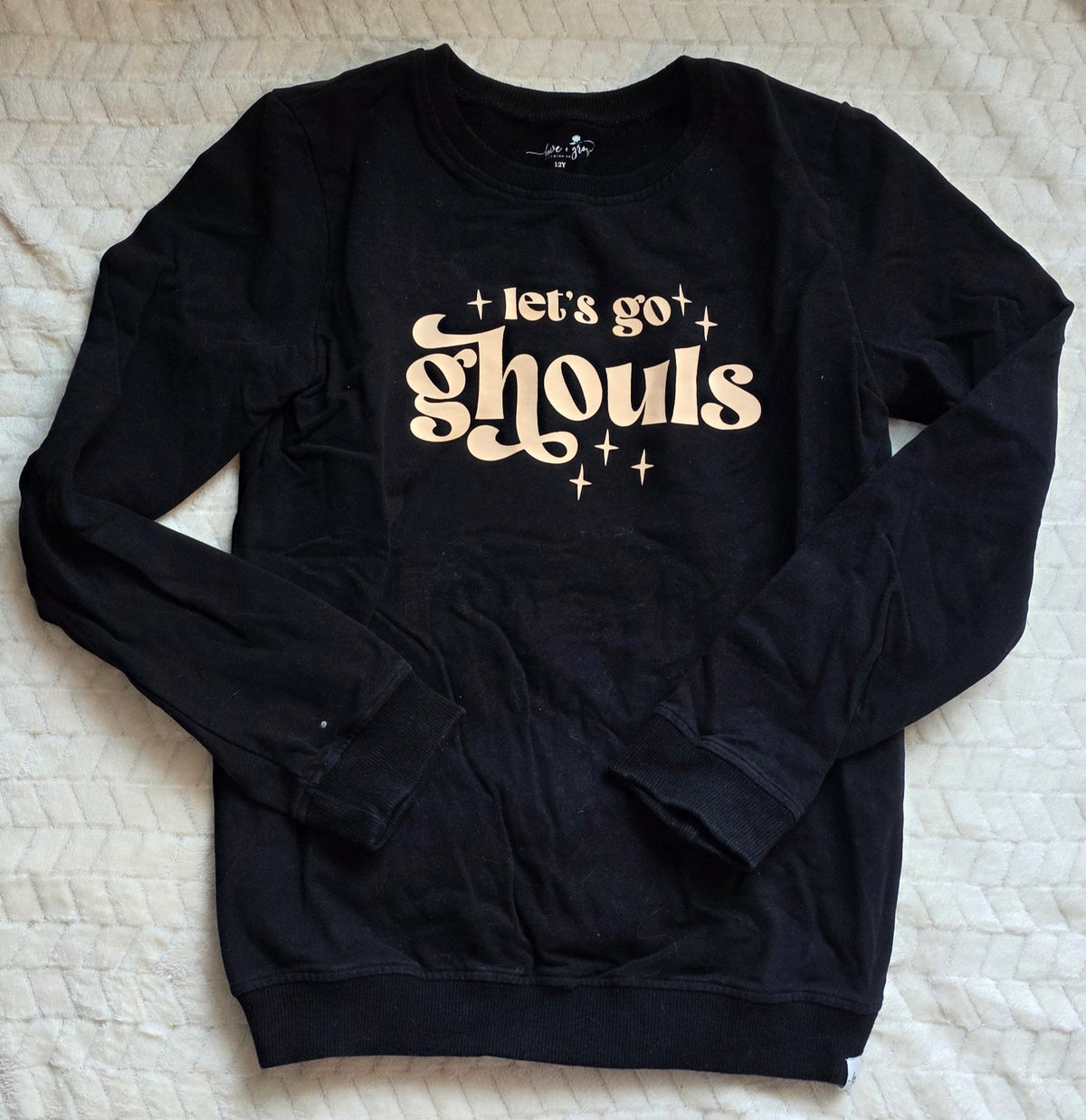 #190 Girls 12Y Love & Grow Sweatshirt Black “Let’s Go Ghouls”