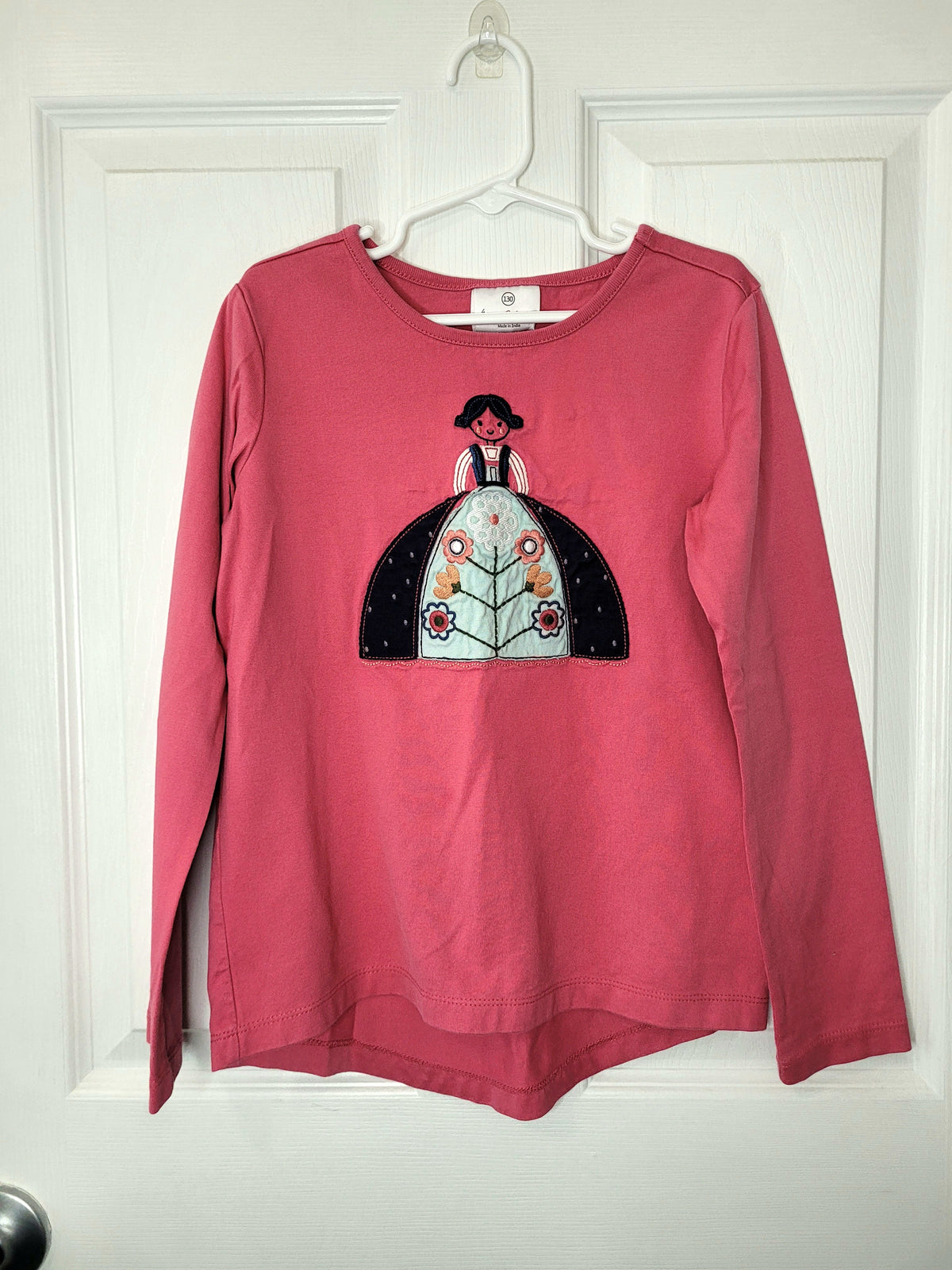 #164 Hanna Andersson Embroidered Doll Long-Sleeve Top Girls 130/8